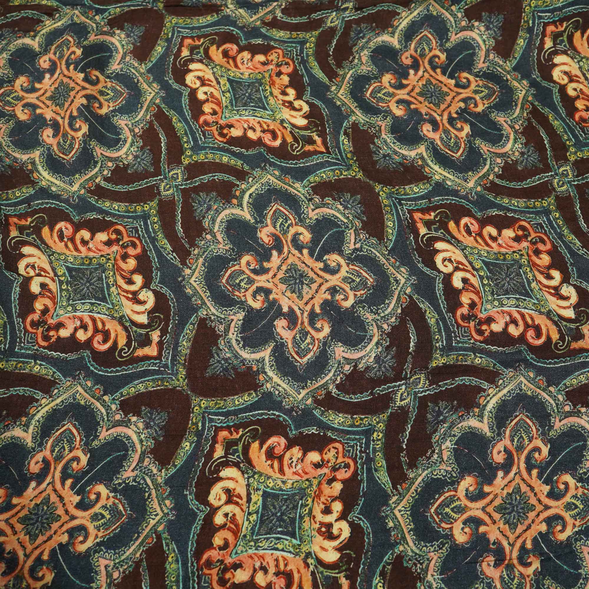 Blue Multicolor Traditional Border Print Muslin SSF-15726 - Image 4