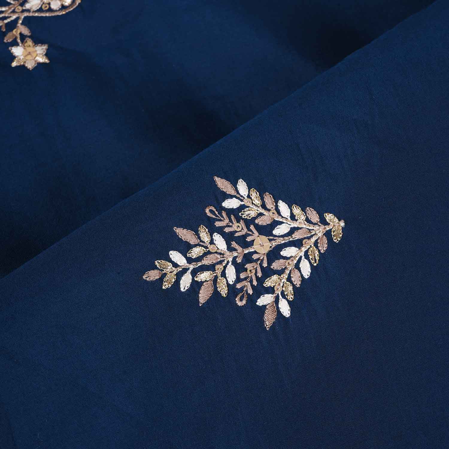 Blue Parsi thread Embroidery Russian Silk Fabric DR-28033 - Image 4
