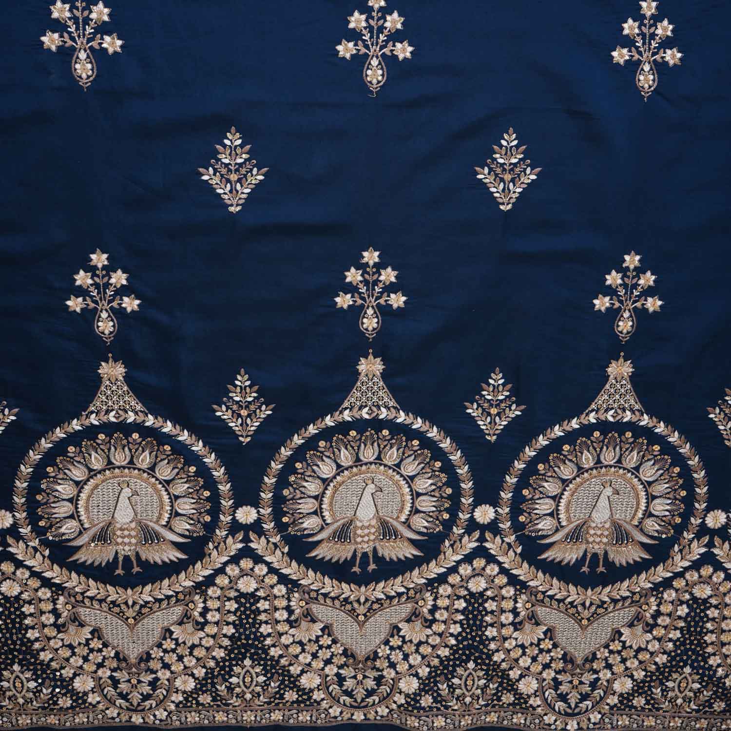 Blue Parsi thread Embroidery Russian Silk Fabric DR-28033 - Image 5