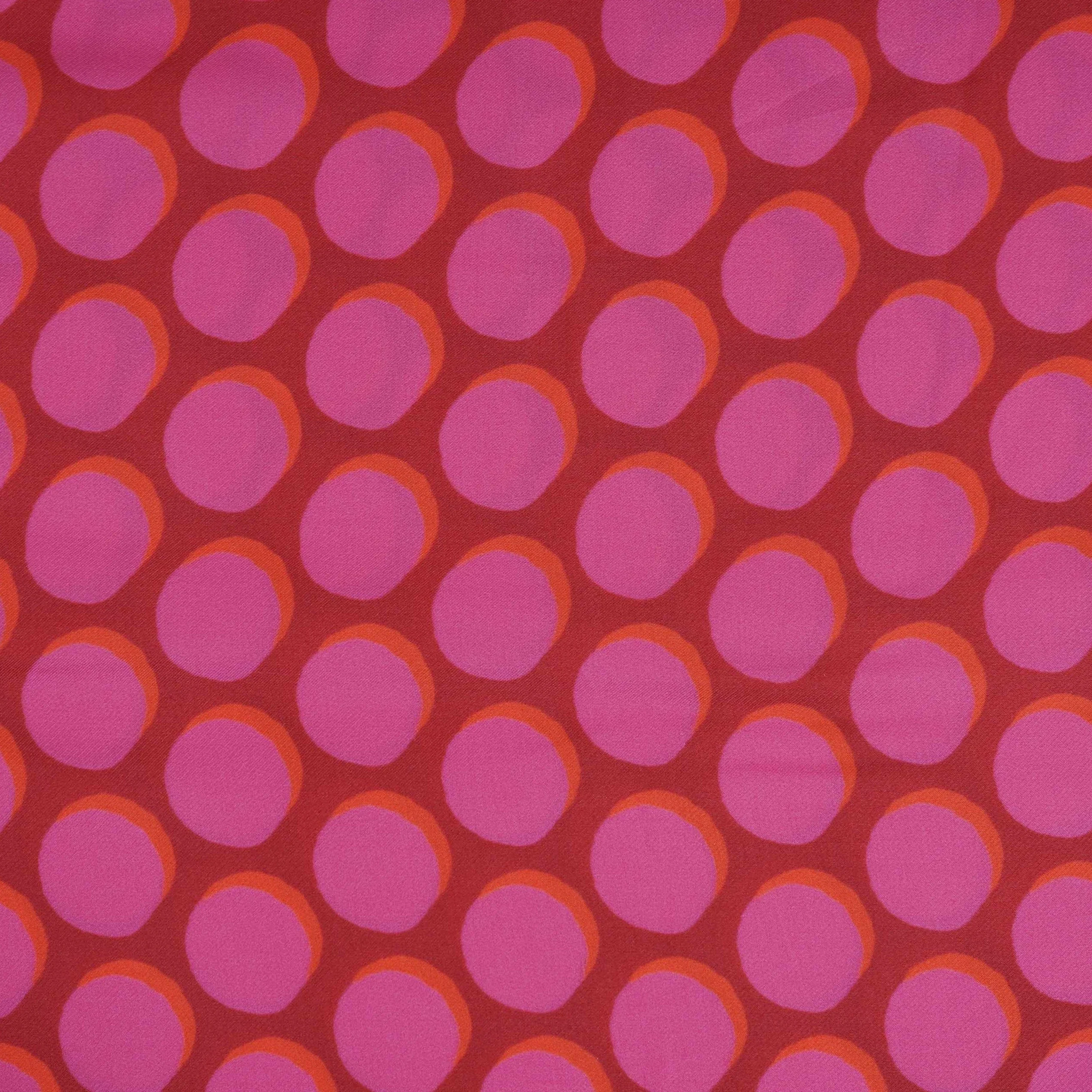 Blue & Peach Polka Dot Twill Satin Fabric VP-32443 - Image 2