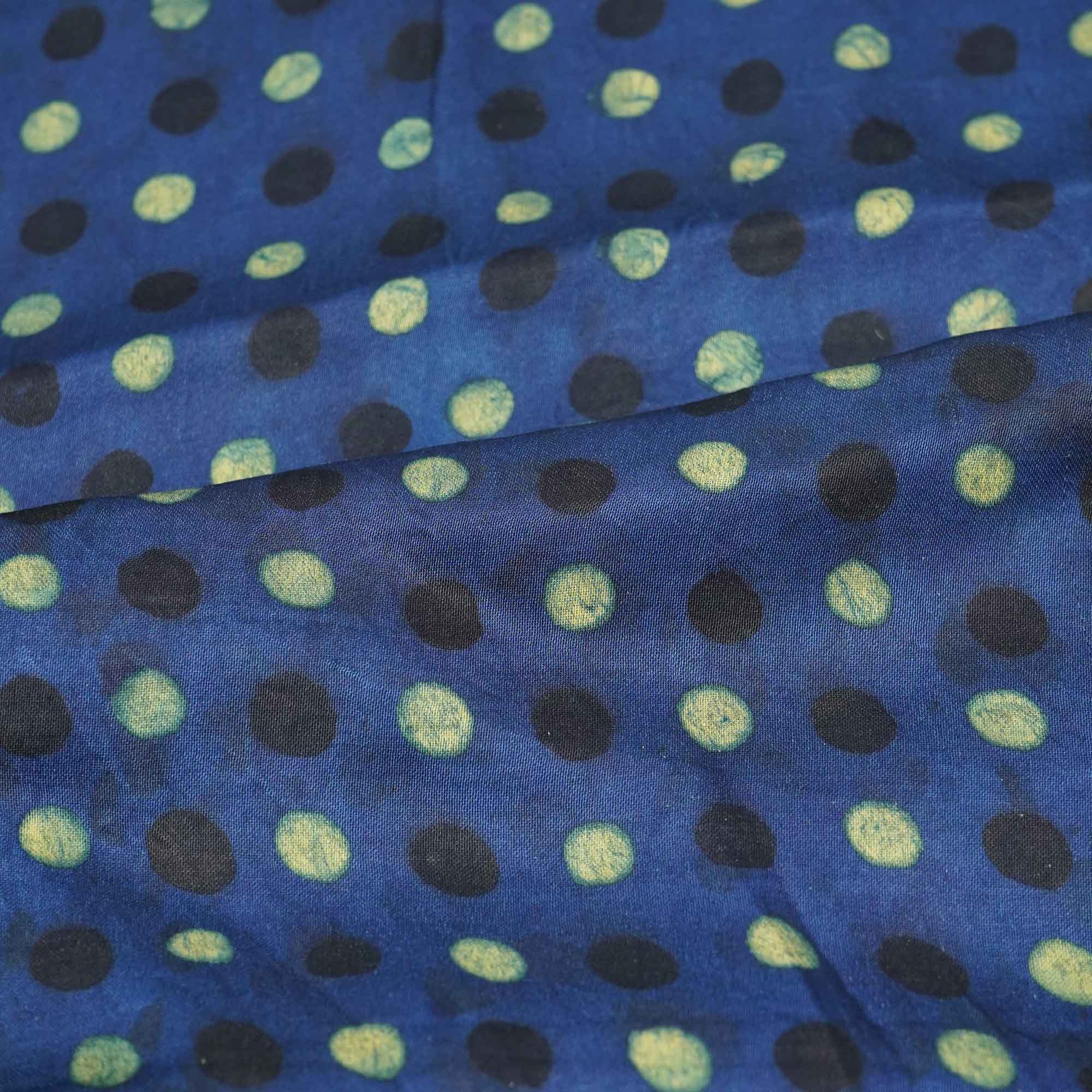 Blue Polka Dot Modal Satin Fabric Modal Ajrakh IA-26856 - Image 3