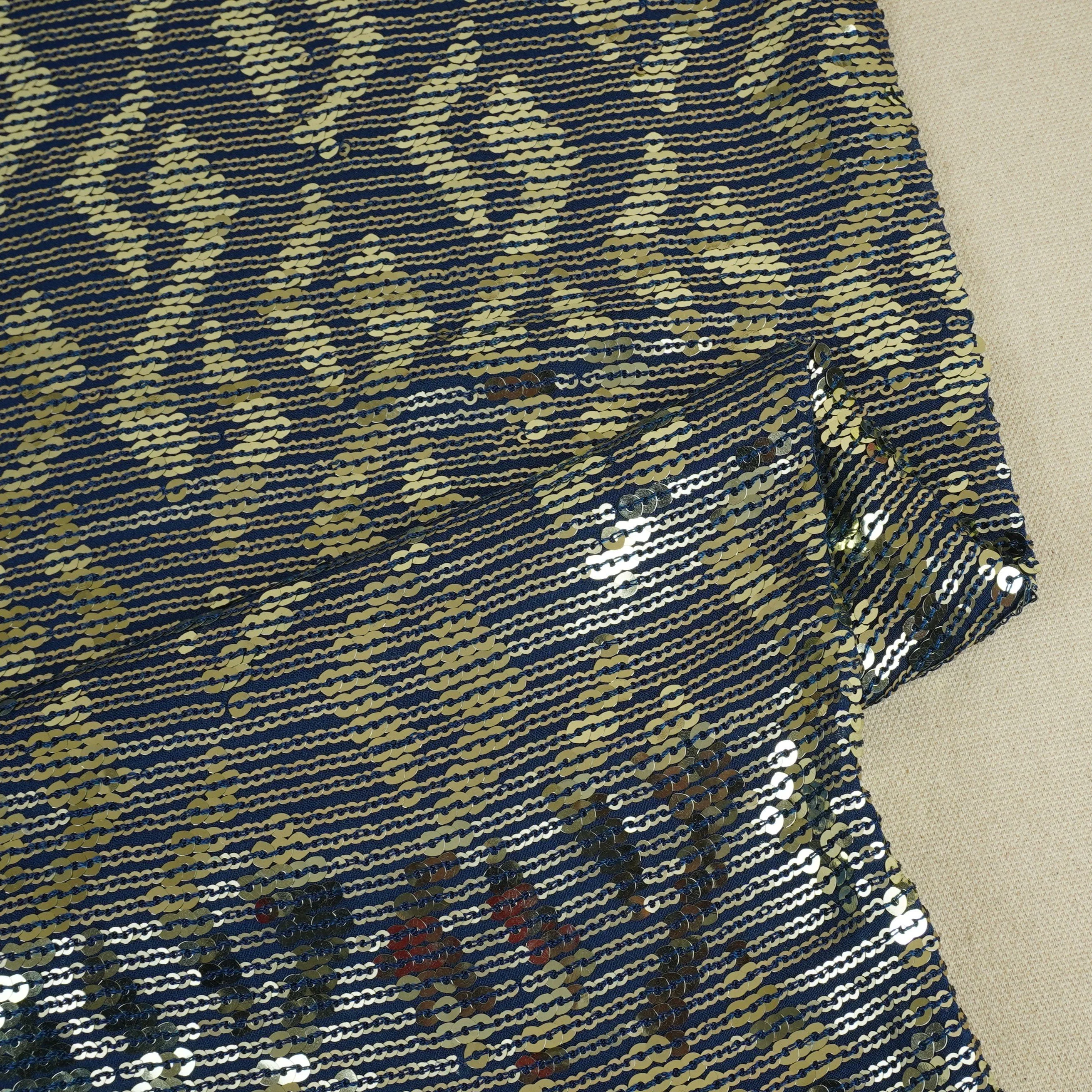 Blue Sequins embroidery Georgette Fabric WI-29173 - Image 3