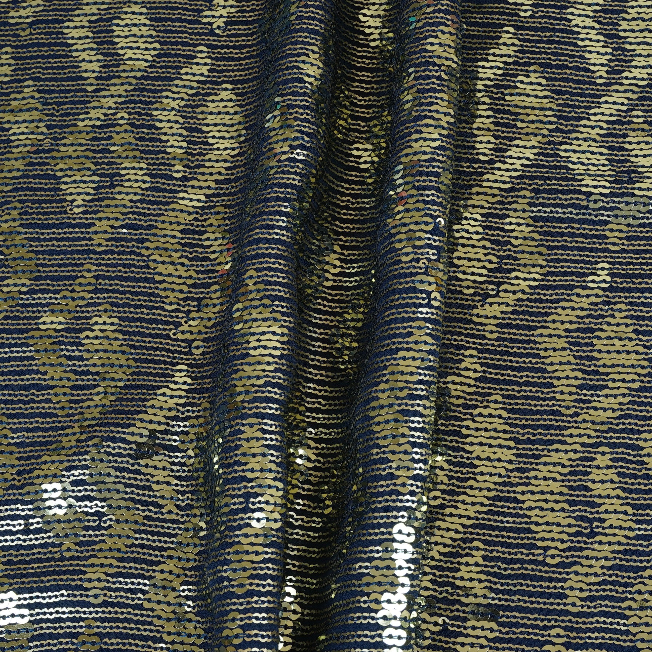 Blue Sequins embroidery Georgette Fabric WI-29173 - Image 4