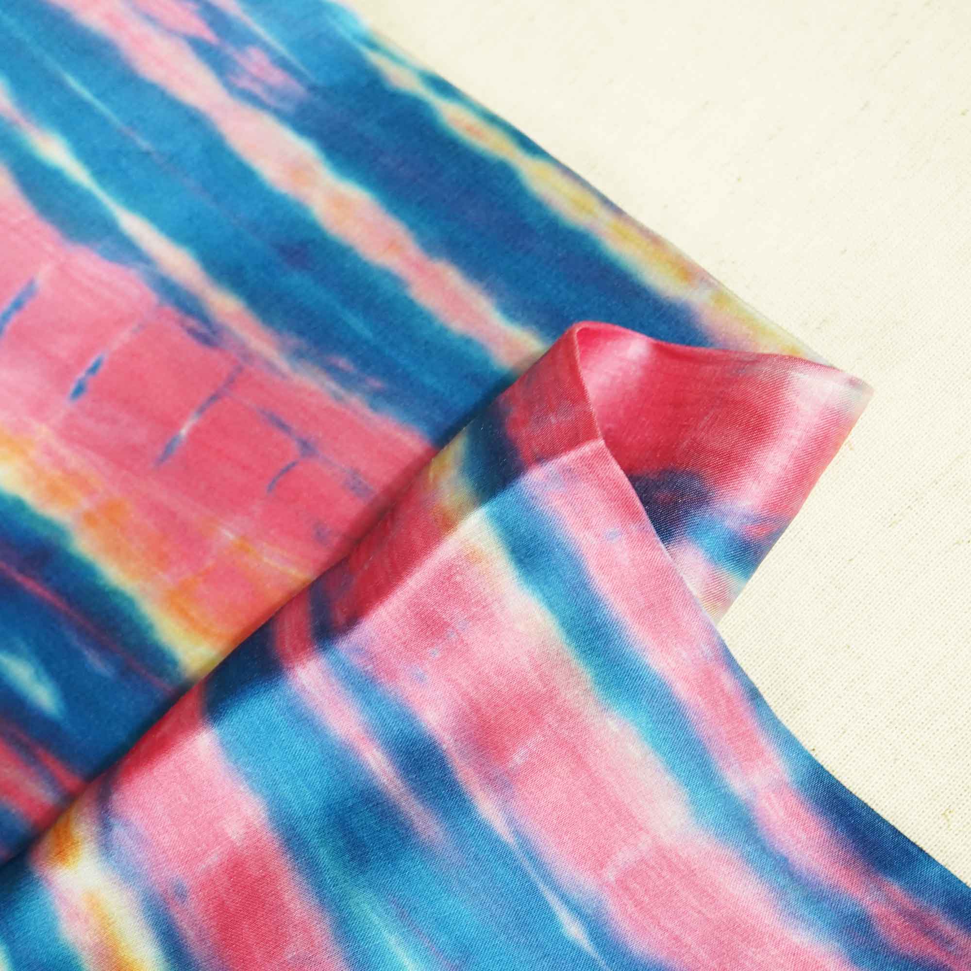 Blue Shibori Print Modal Satin Fabric 177 SC-18525 - Image 2
