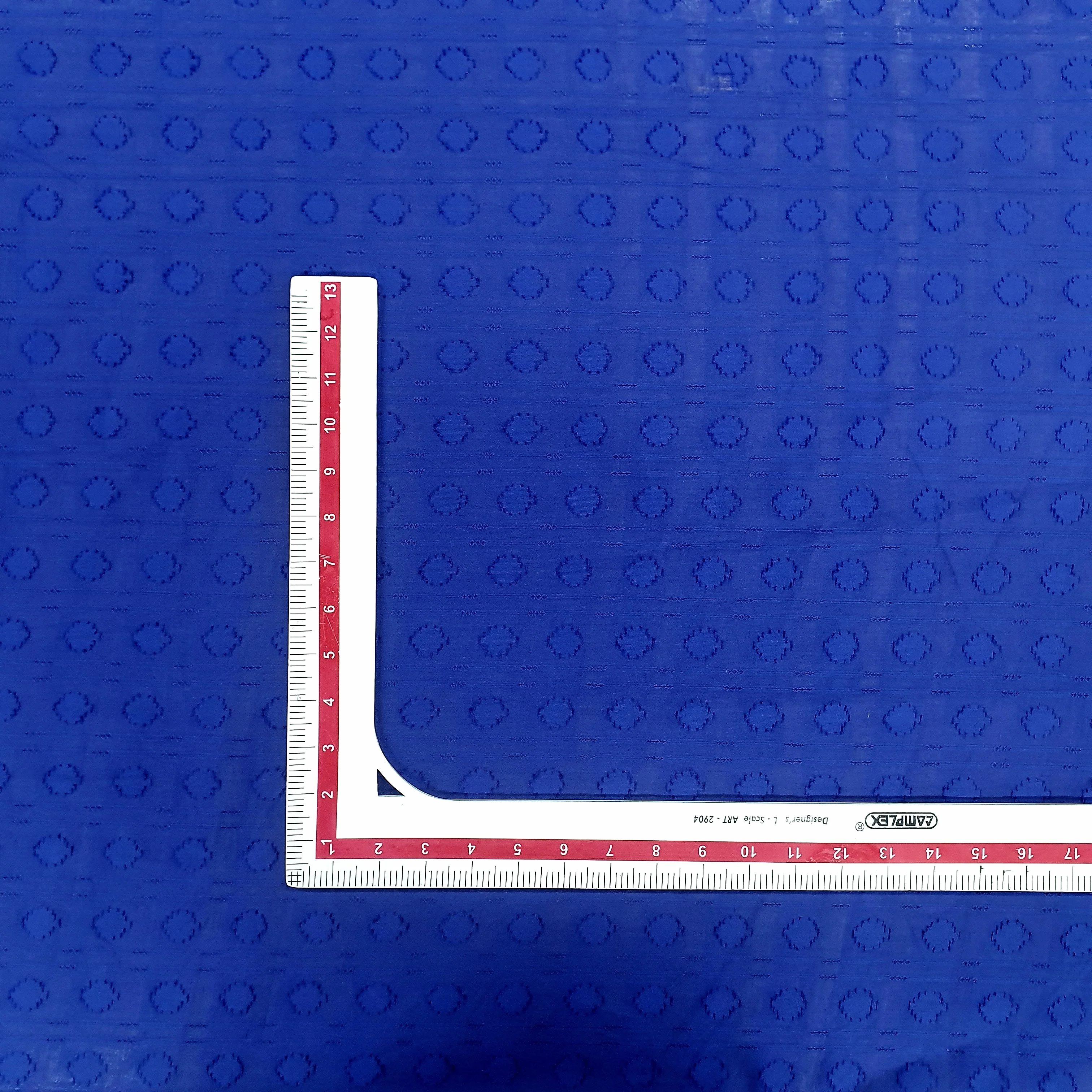 Blue Solid Jacquard Cotton Fabric, 48 Inches Plain Weave - Image 3