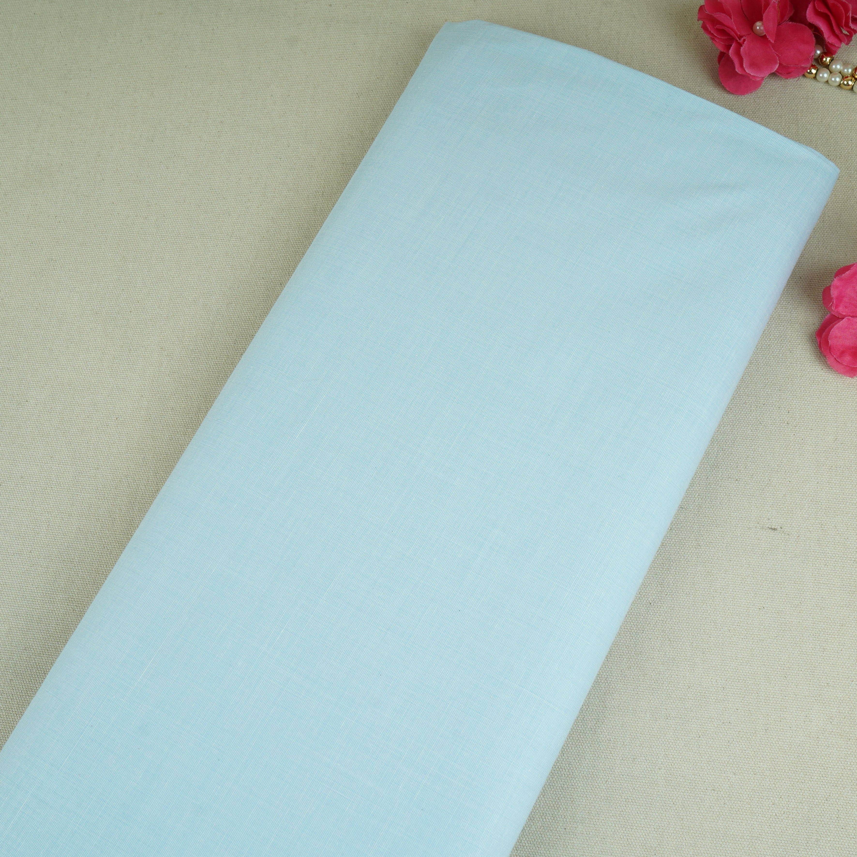 Blue Solid Linen Fabric MFM-30134