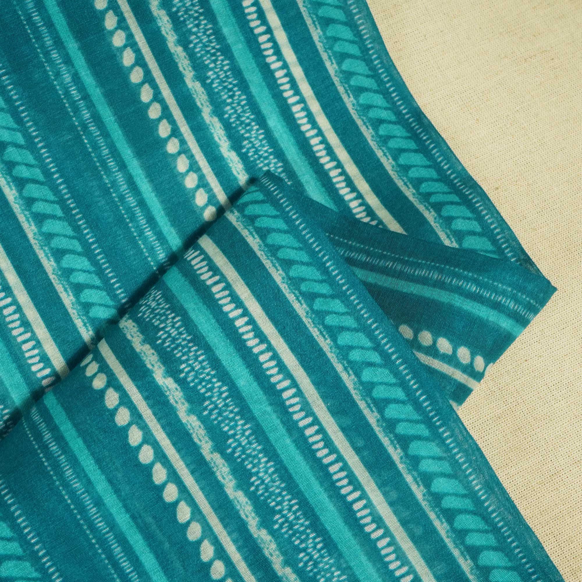 Blue Stripes Print Chanderi Fabric GT-25349 - Image 2