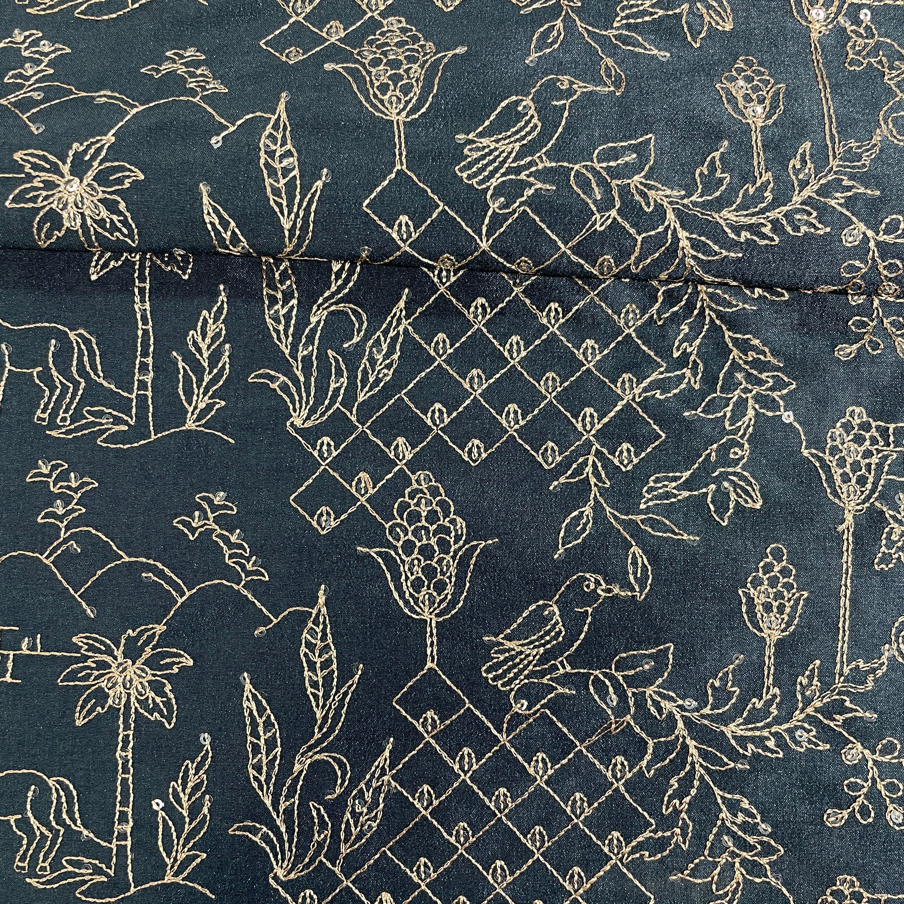 Blue Traditional Embroidery Russian Silk - Image 2