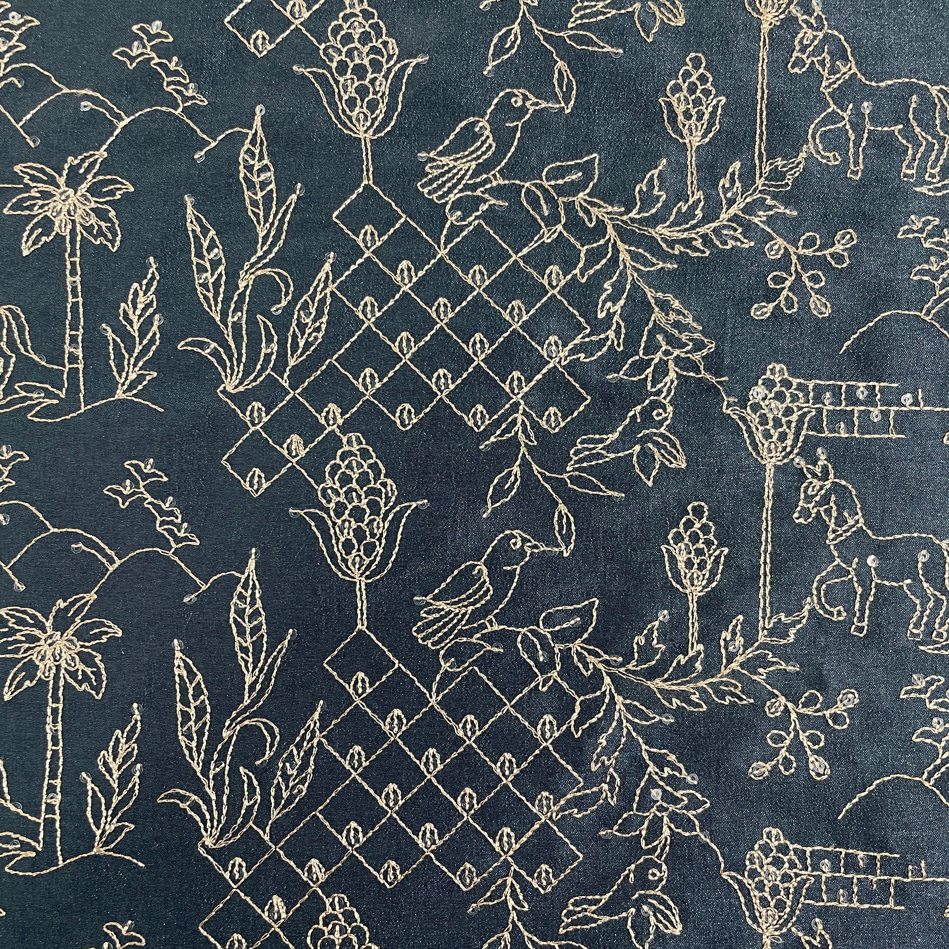 Blue Traditional Embroidery Russian Silk - Image 3