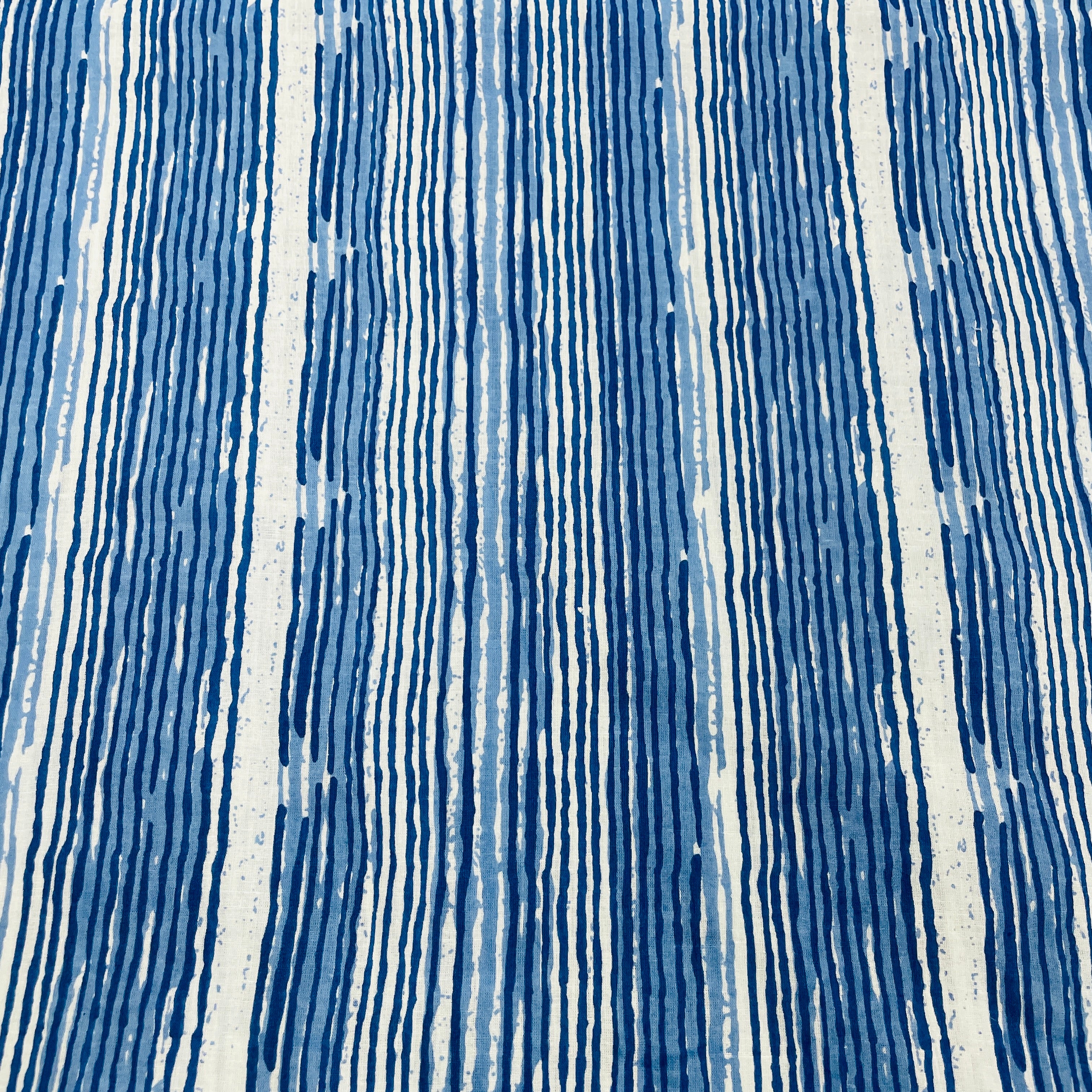 Blue White Stripes Print Cotton Fabric 13 - Image 2