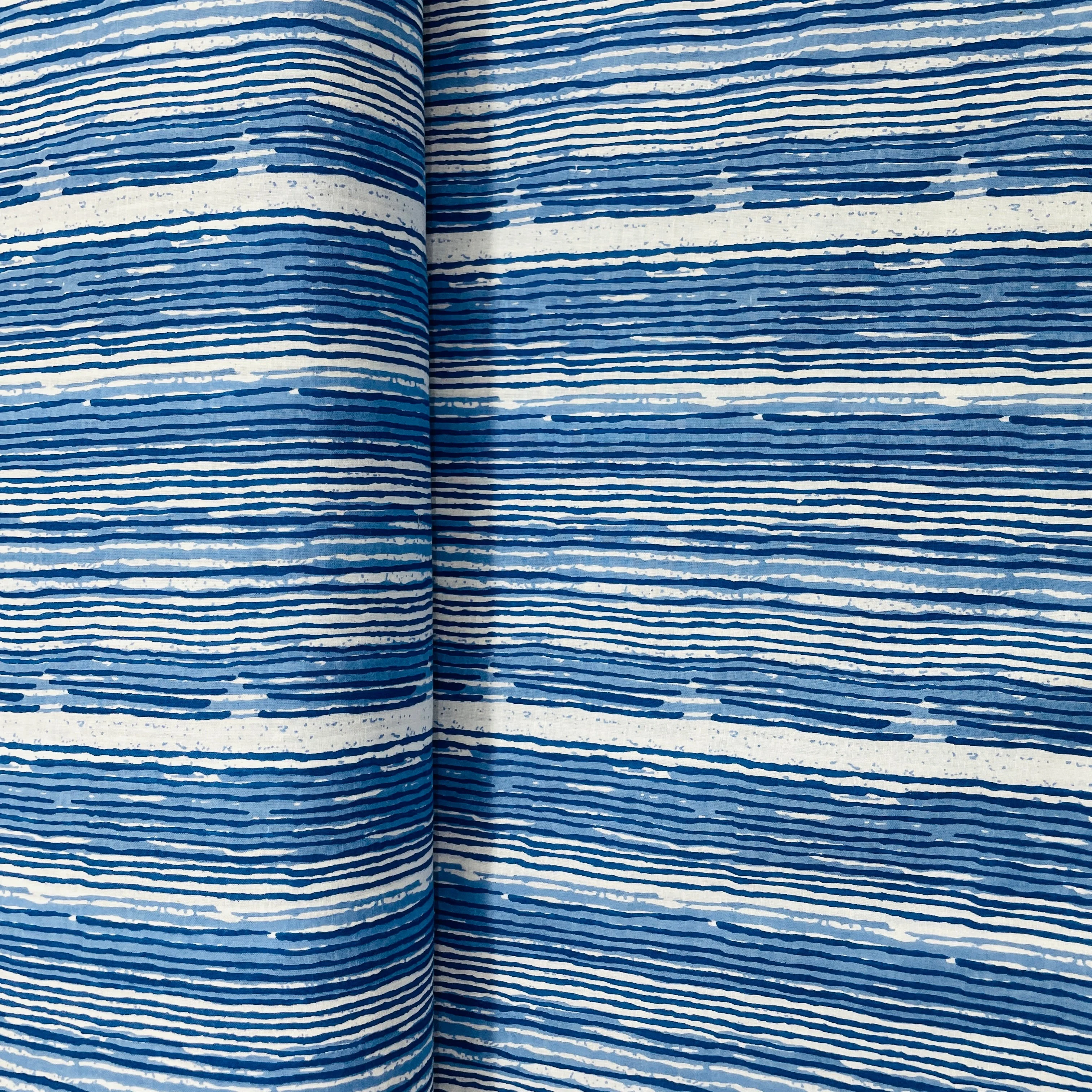 Blue White Stripes Print Cotton Fabric 13 - Image 3