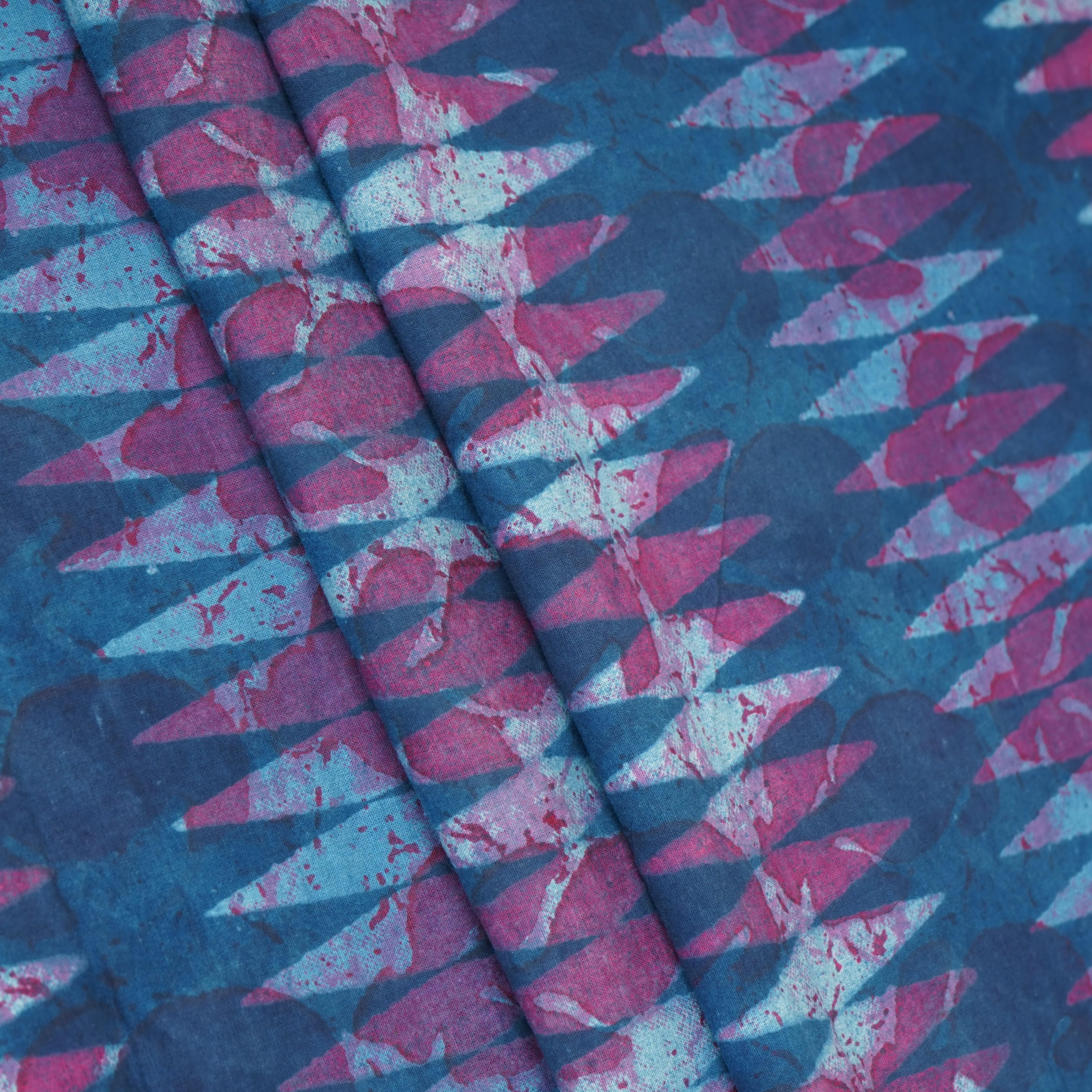 Blue with Multicolor Dabu Print Cotton Fabric NC-29665 - Image 4