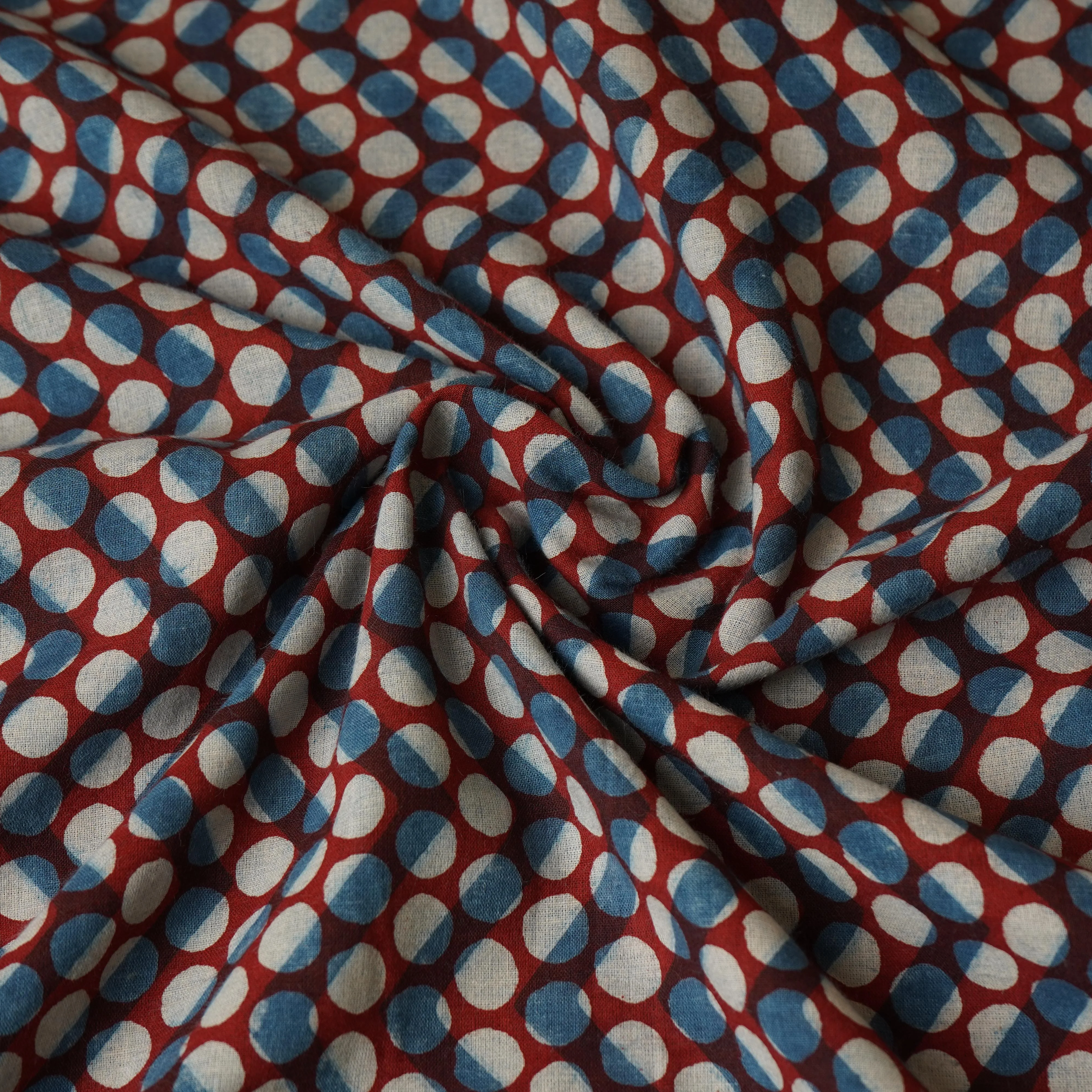 Blue with Multicolor Dabu Print Cotton Fabric NC-29666 - Image 3