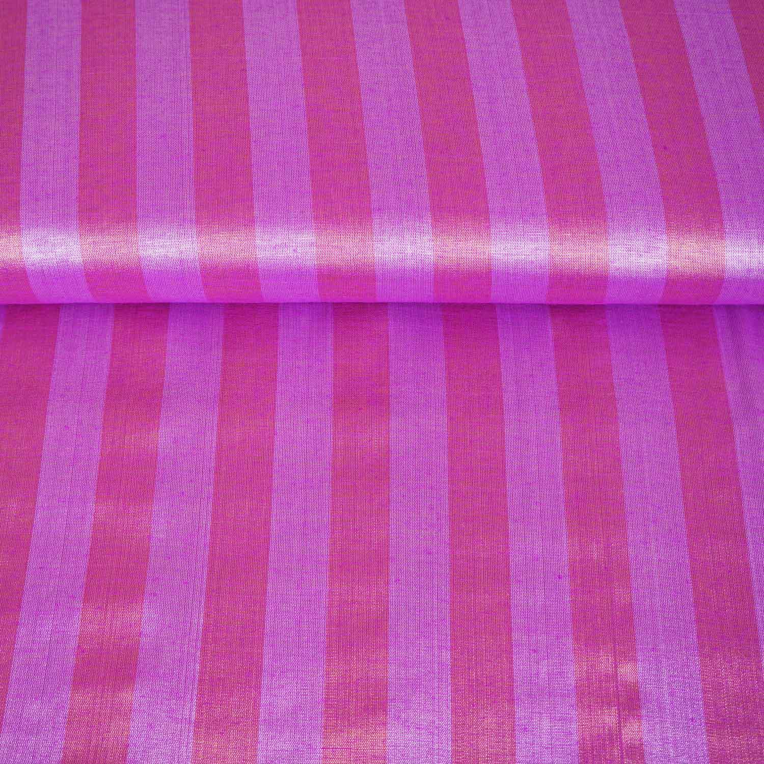 Blue with Pink Strips Chanderi Tissue Fabric CW-28772 - Image 3