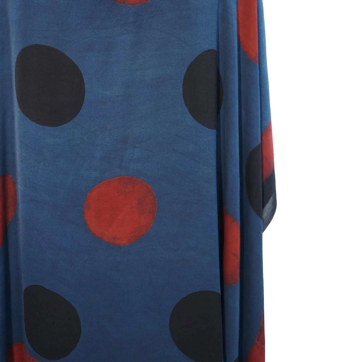 Blue with Red Polka Dot print Modal Silk Kaftan EEG-31632 - Image 4
