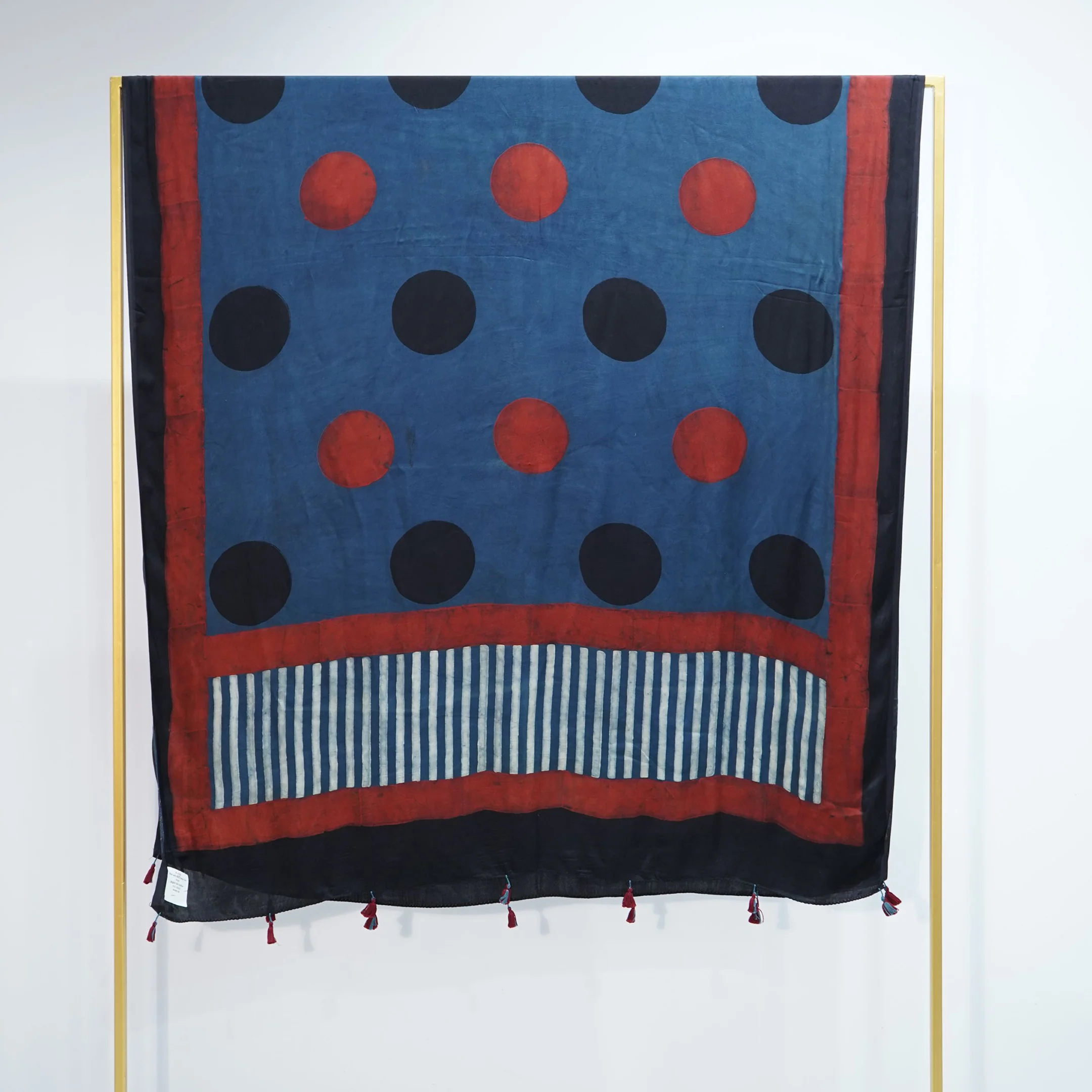 Blue with Red Polka Dot print Modal Silk Kaftan EEG-31632 - Image 5