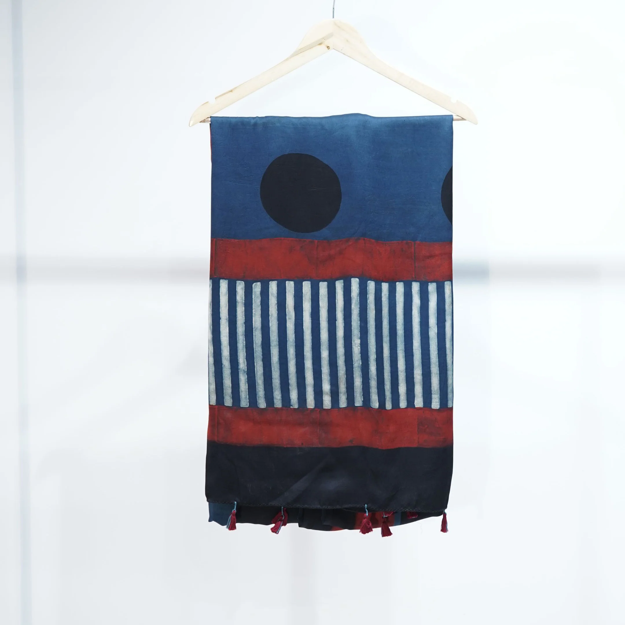 Blue with Red Polka Dot print Modal Silk Kaftan EEG-31632 - Image 6
