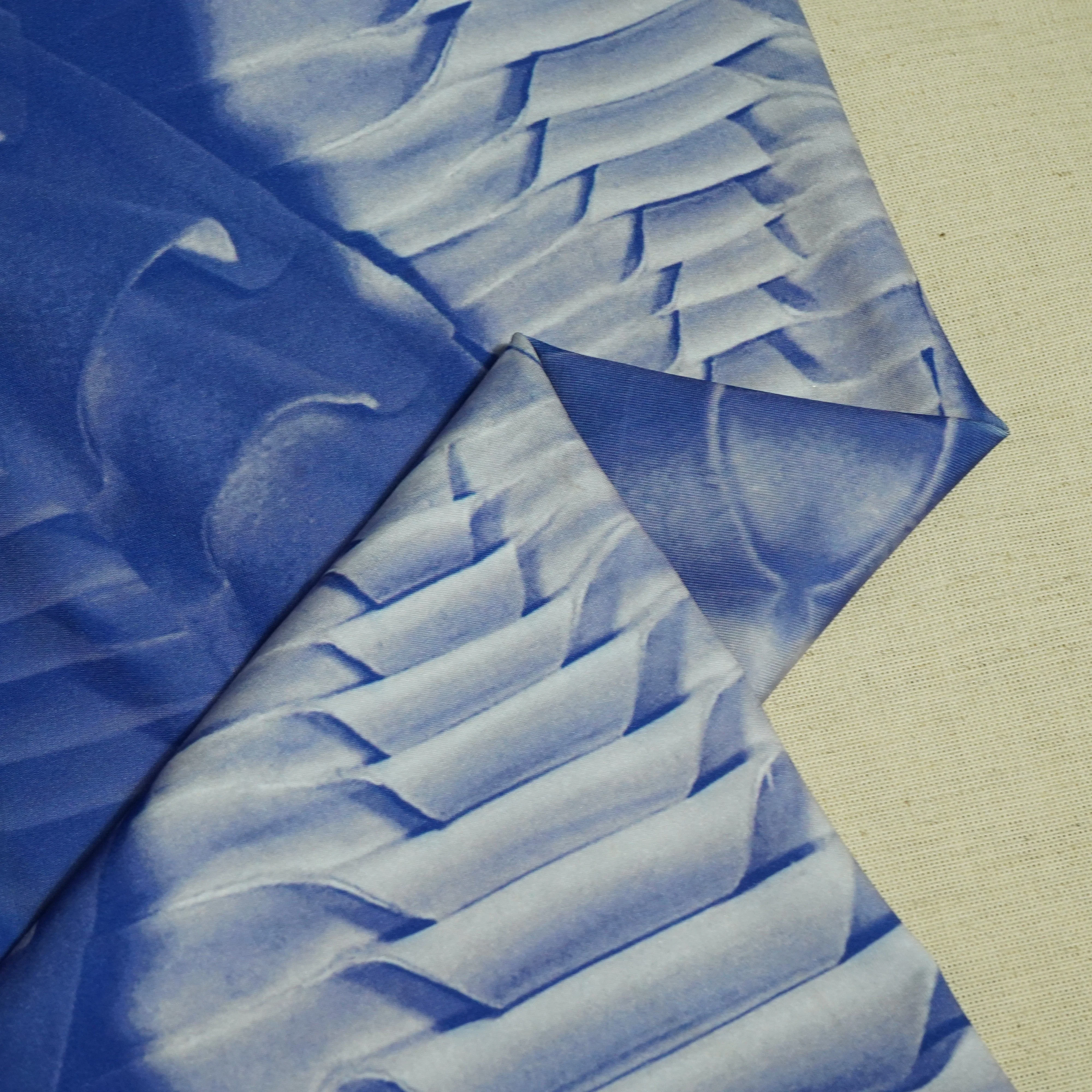 Blue With White Stripe Print Knitted Lycra TU-7959 - Image 2