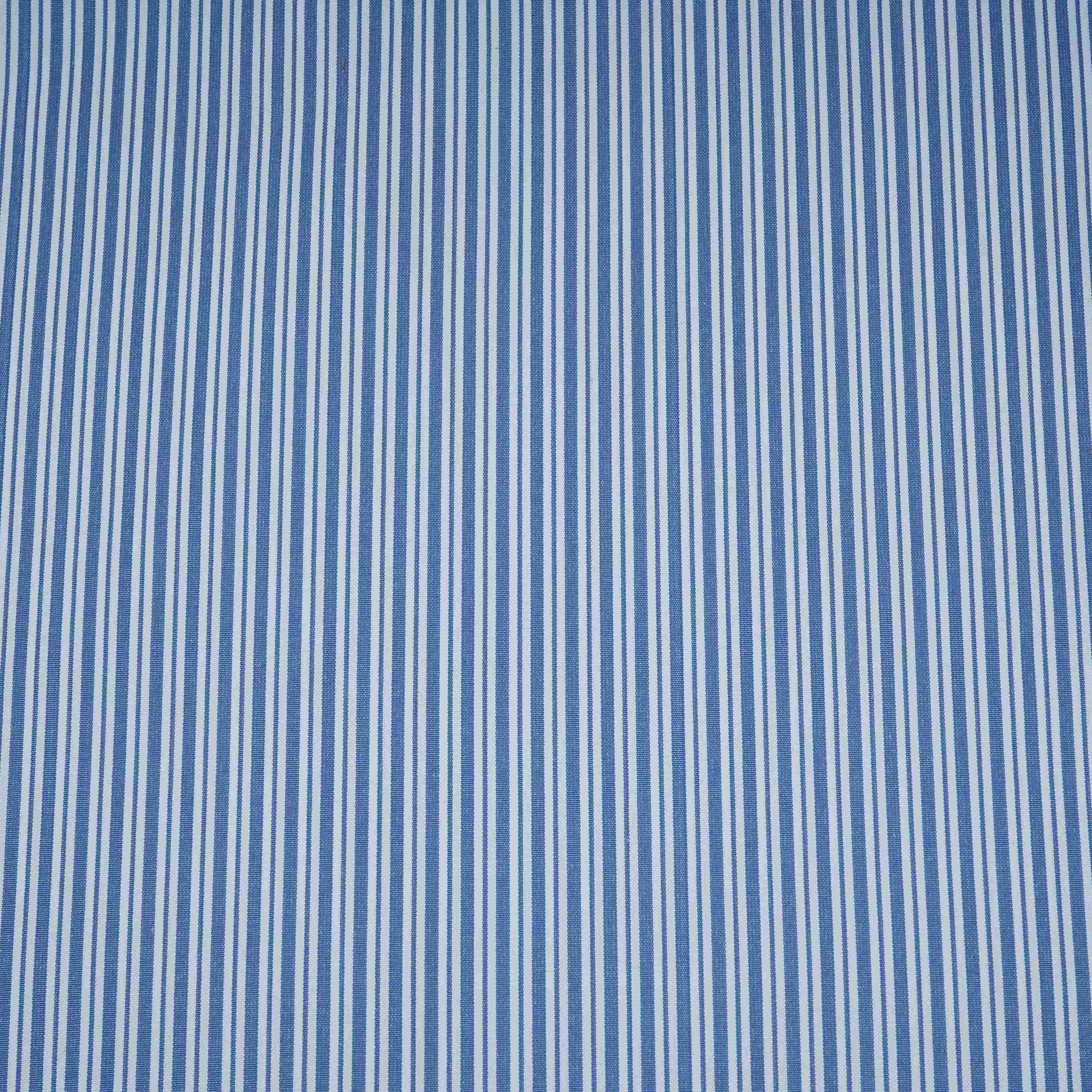 Blue With White Stripes Poplin Fabric MFM-32417 - Image 2