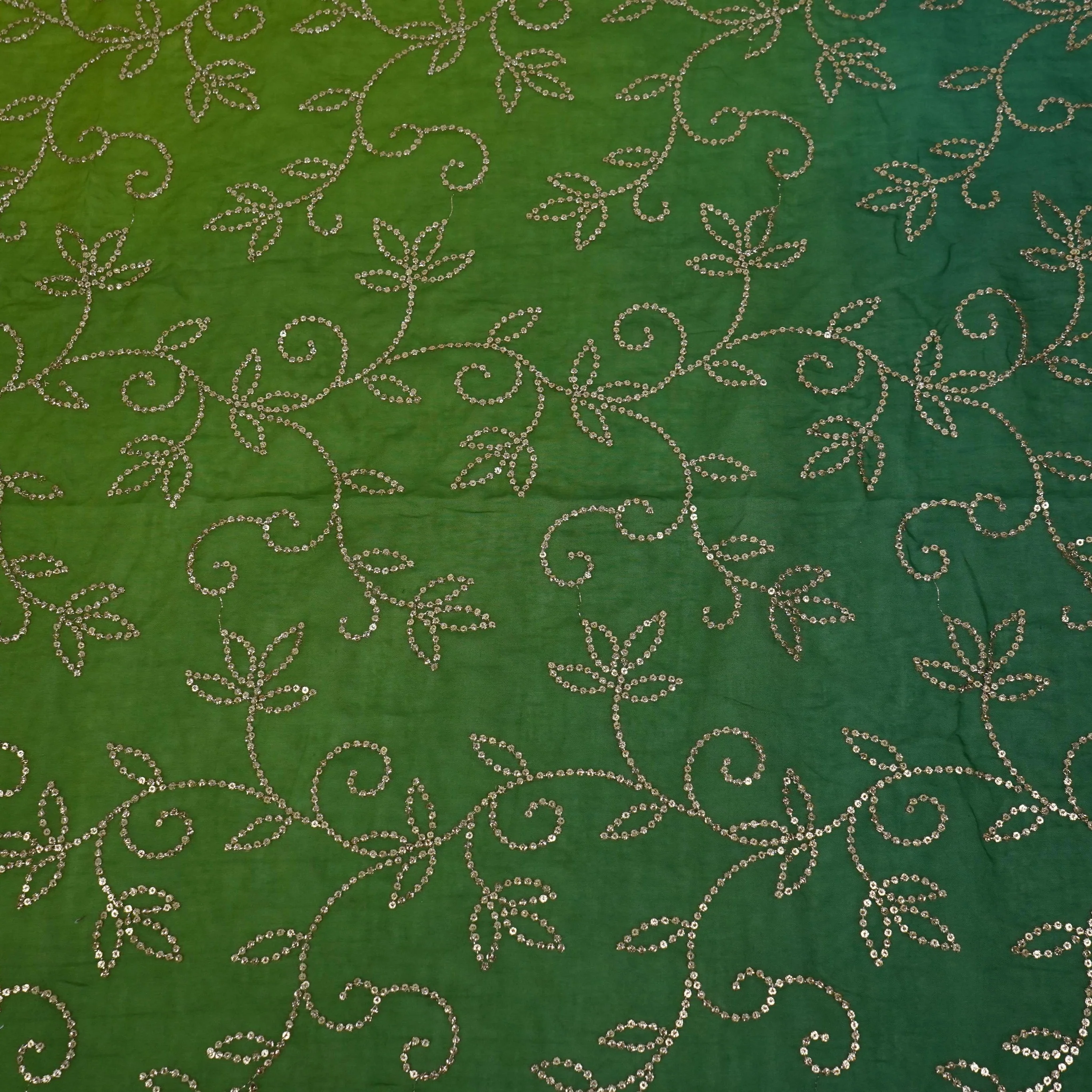 Bottle Green 4D Sequins embroidery Mul Chanderi Fabric VF-32077 - Image 2
