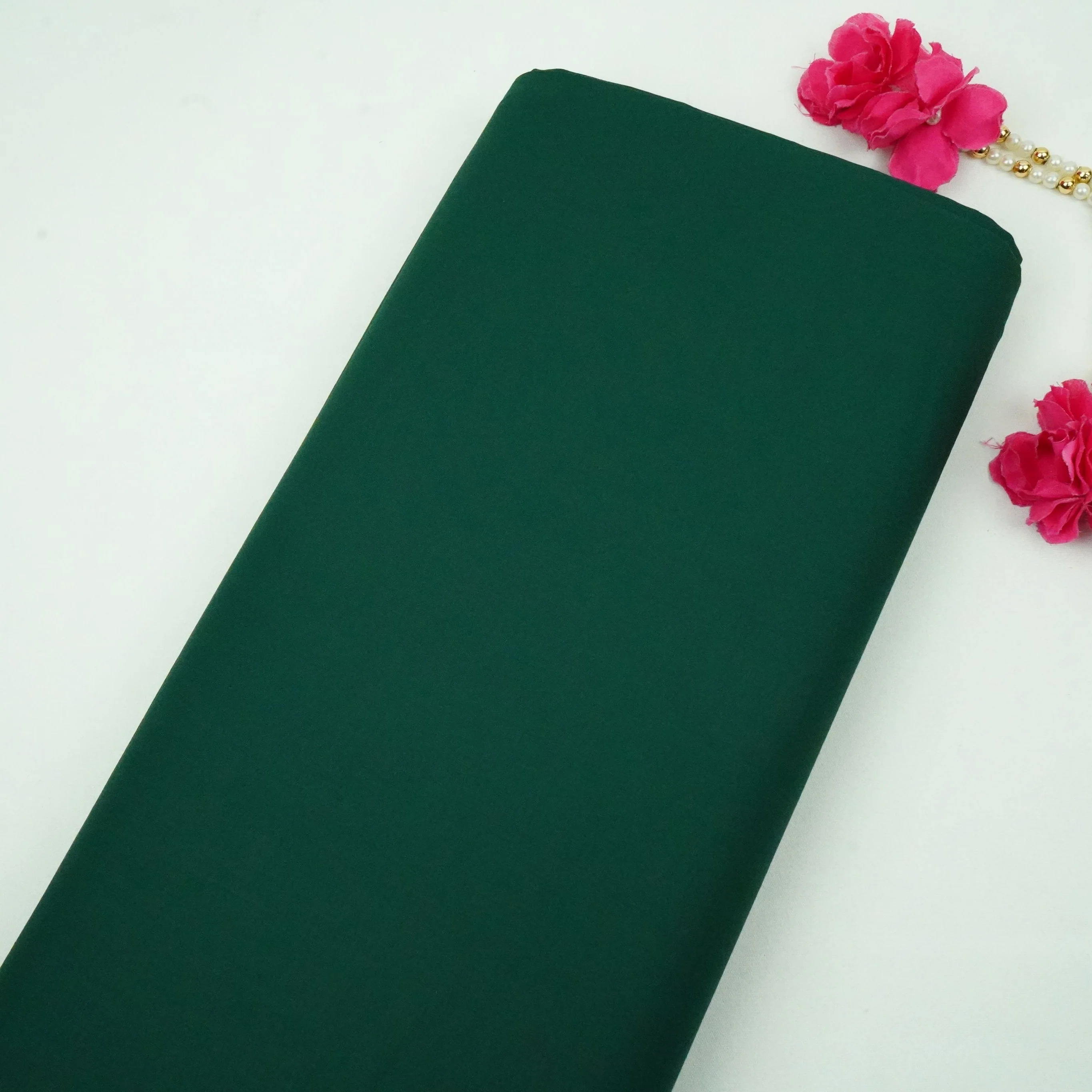Bottle Green Solid Lizzy Bizzy Fabric RTL-31258