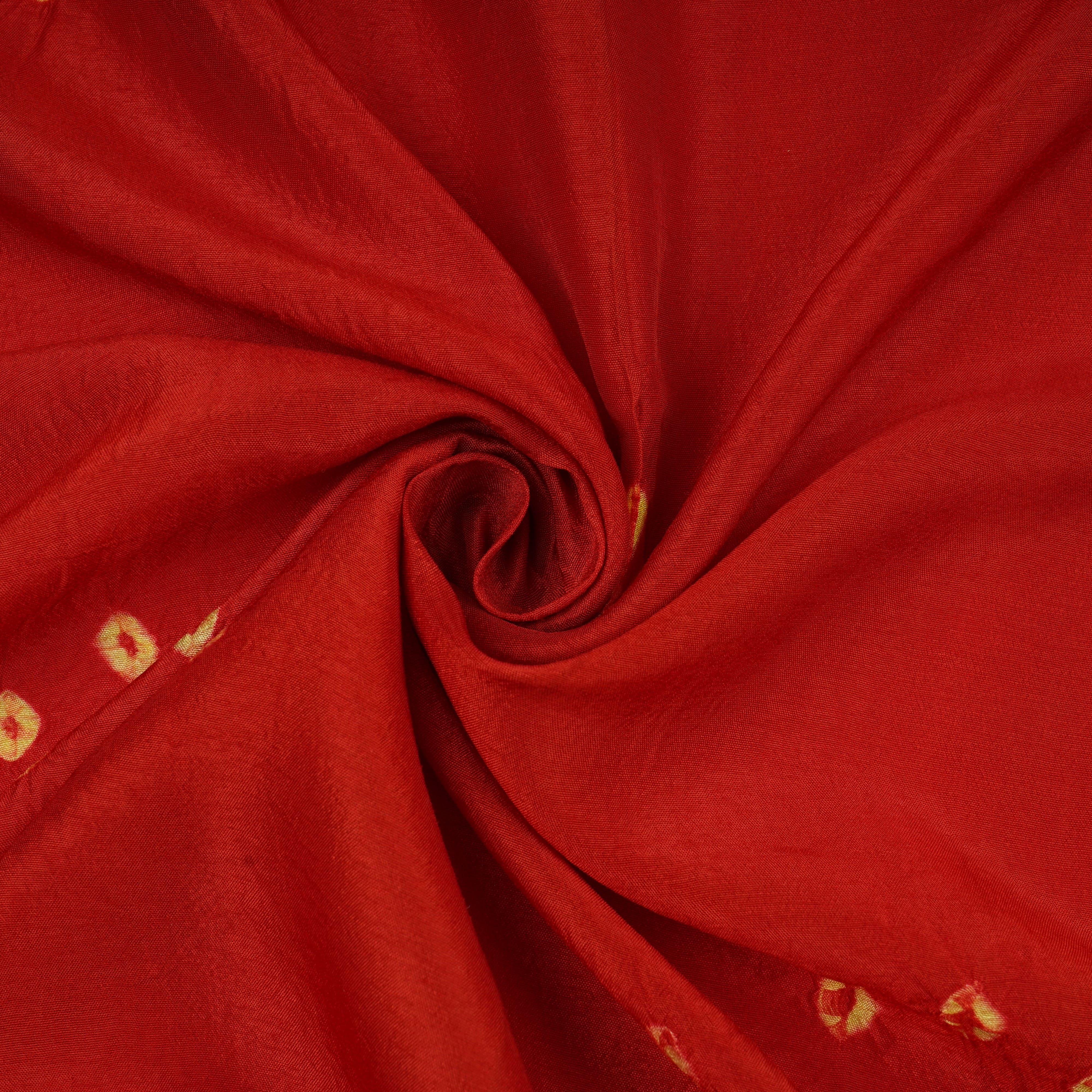 Brick Red Bandhani Print Russian Silk Fabric 20946 - Image 3