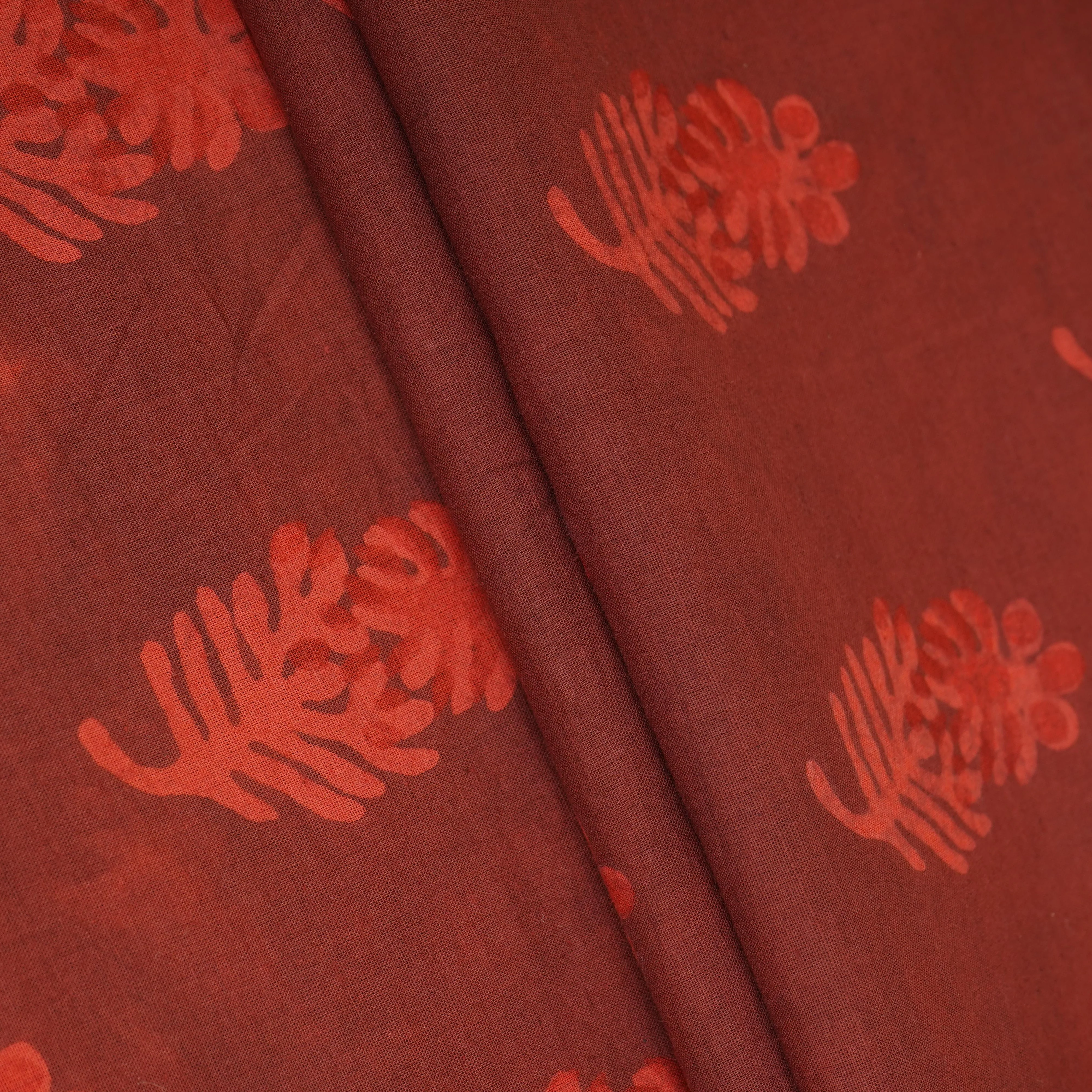 Brick Red Dabu Print Cotton Fabric NC-29651 - Image 4