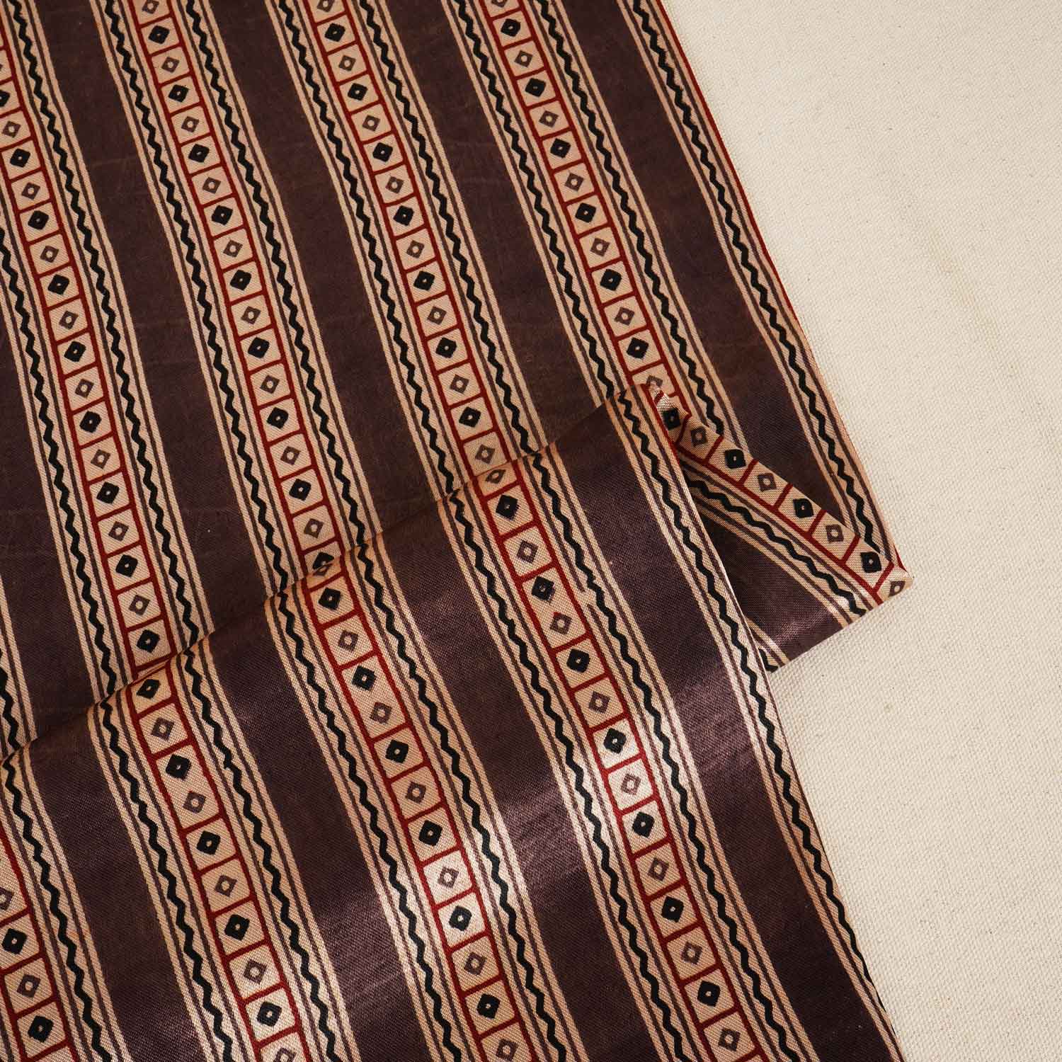 Brown Ajrakh Print Mashru Silk Fabric IA-27820 - Image 2