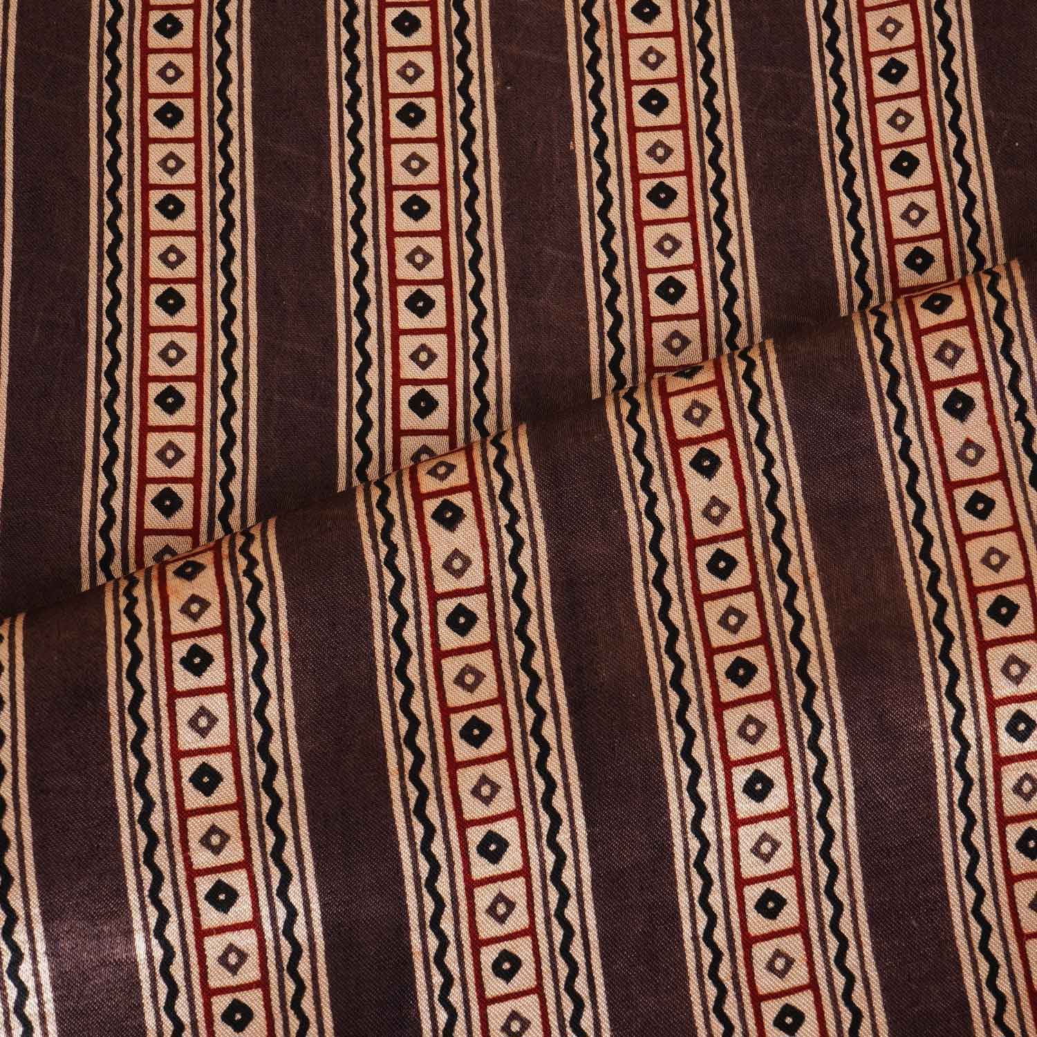 Brown Ajrakh Print Mashru Silk Fabric IA-27820 - Image 3