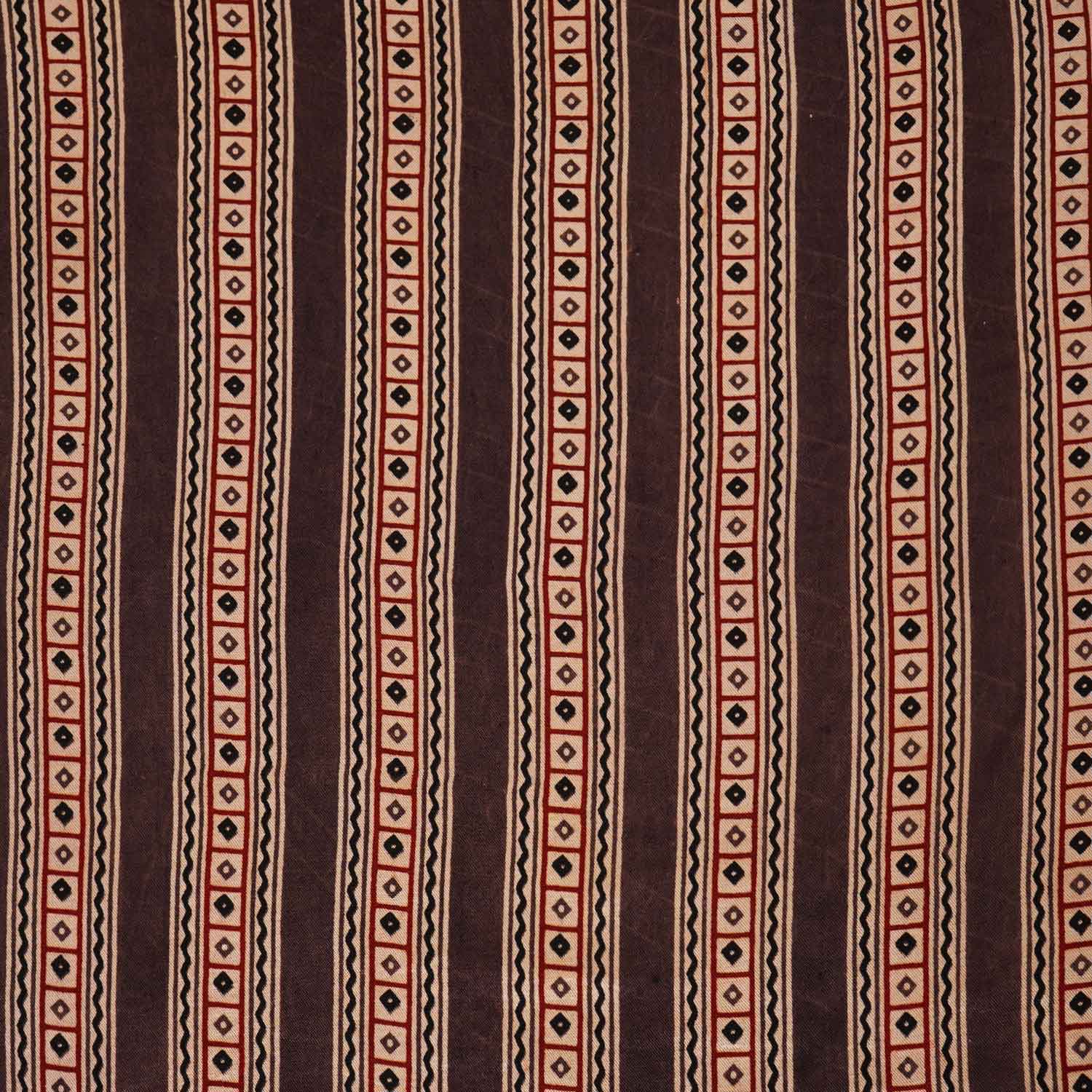 Brown Ajrakh Print Mashru Silk Fabric IA-27820 - Image 4
