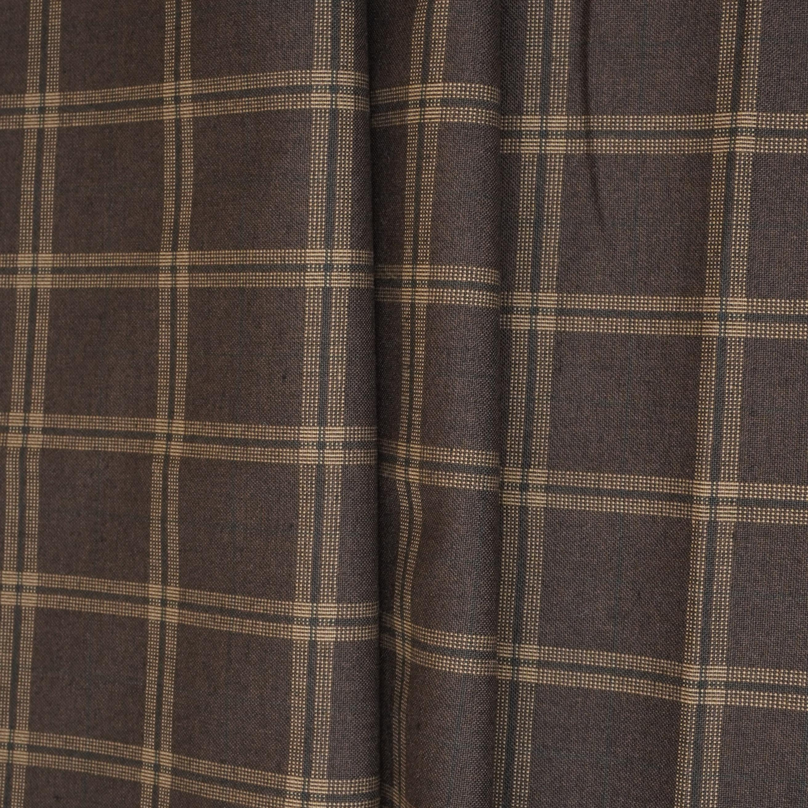 Brown Check Print Suiting Fabric MF-29413 - Image 4