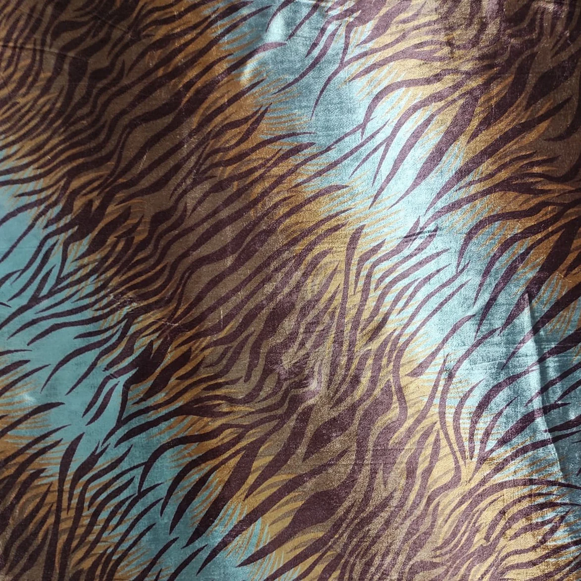 Brown & Cream Animal Print Velvet Fabric ,44 inches - Image 2