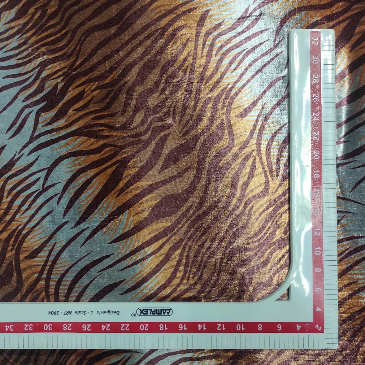 Brown & Cream Animal Print Velvet Fabric ,44 inches - Image 3