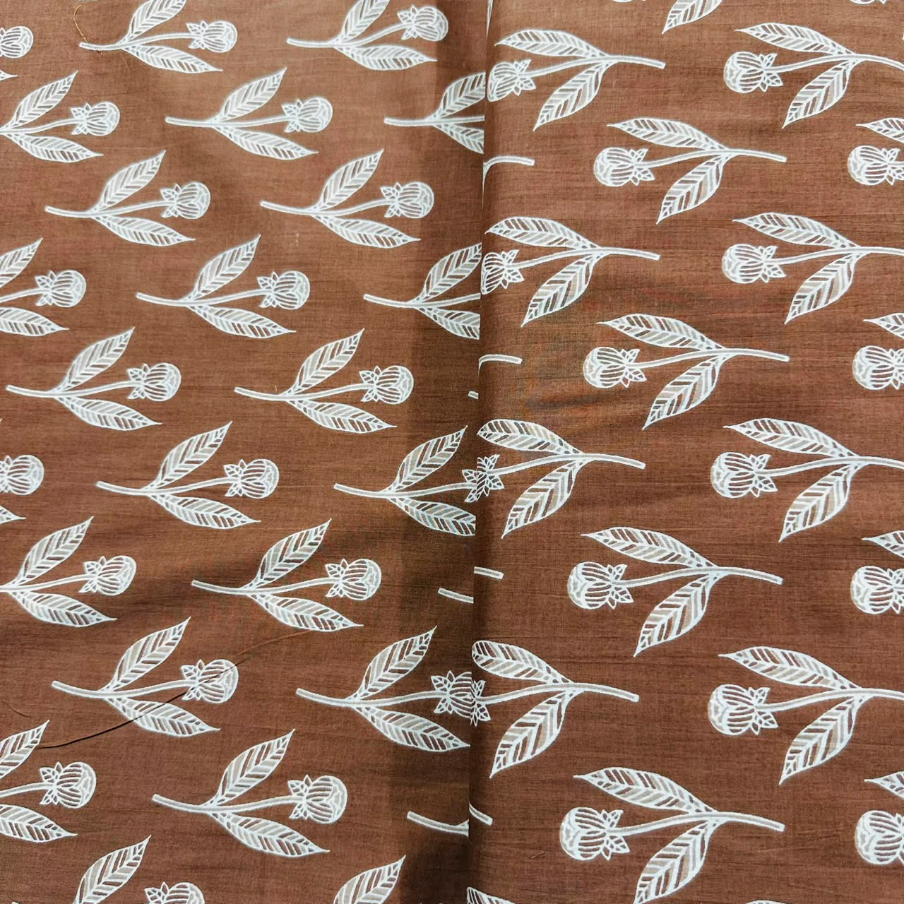 Brown Floral Print Cotton Fabric AFI-29593 - Image 2