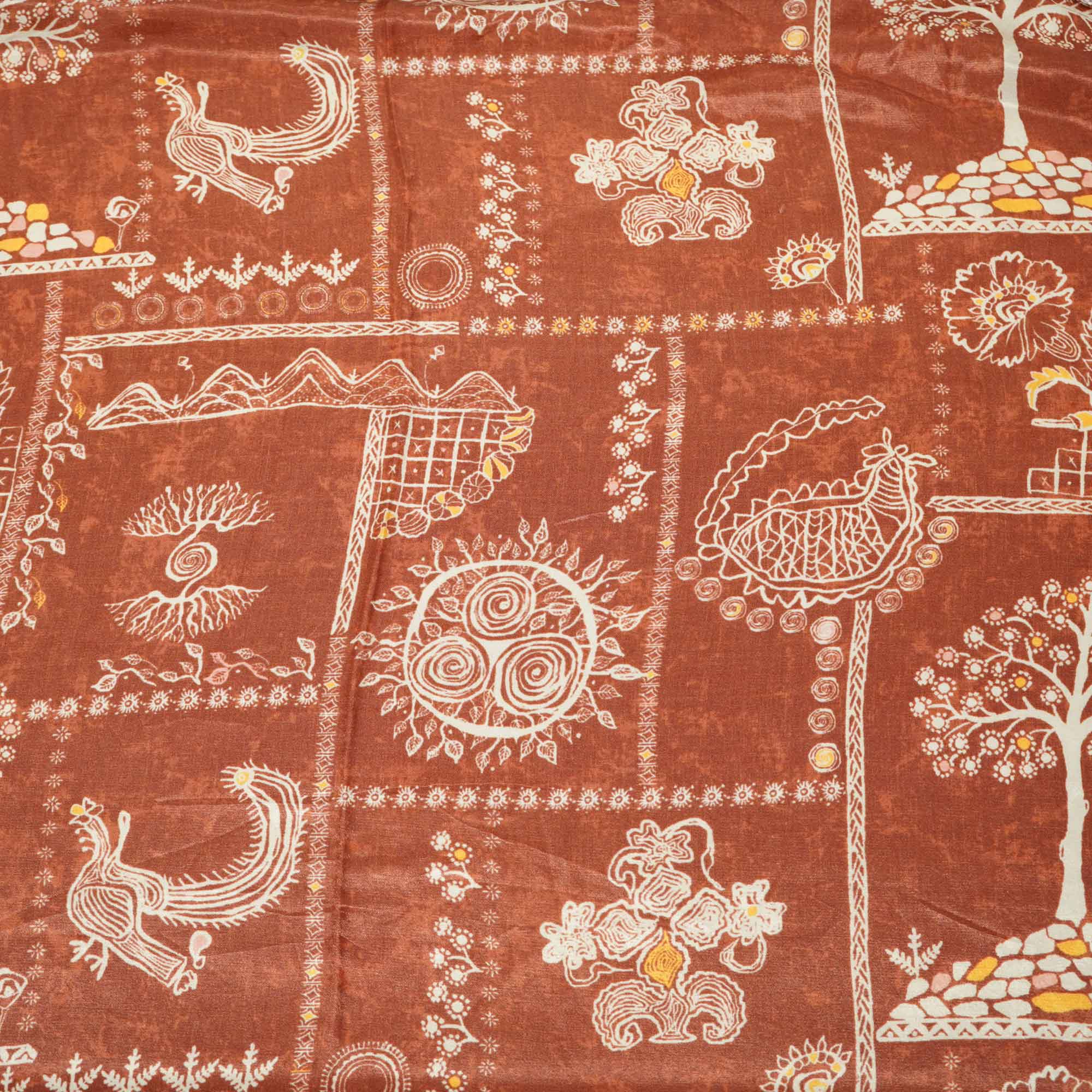 Brown Madhubani Print Gaji Silk GT-17540 - Image 4