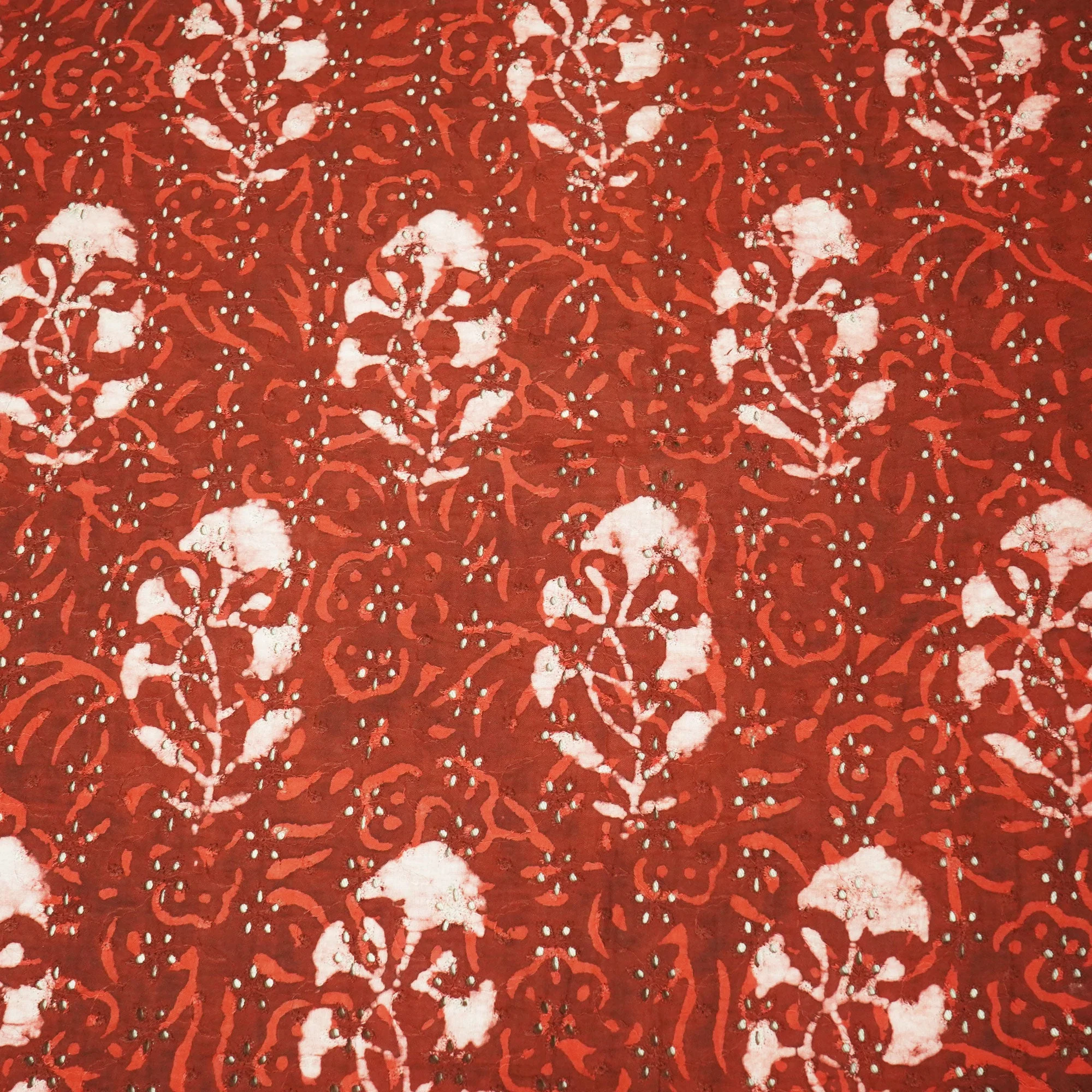 Brown Schiffli Handblock Cotton Fabric CG-23587 - Image 3