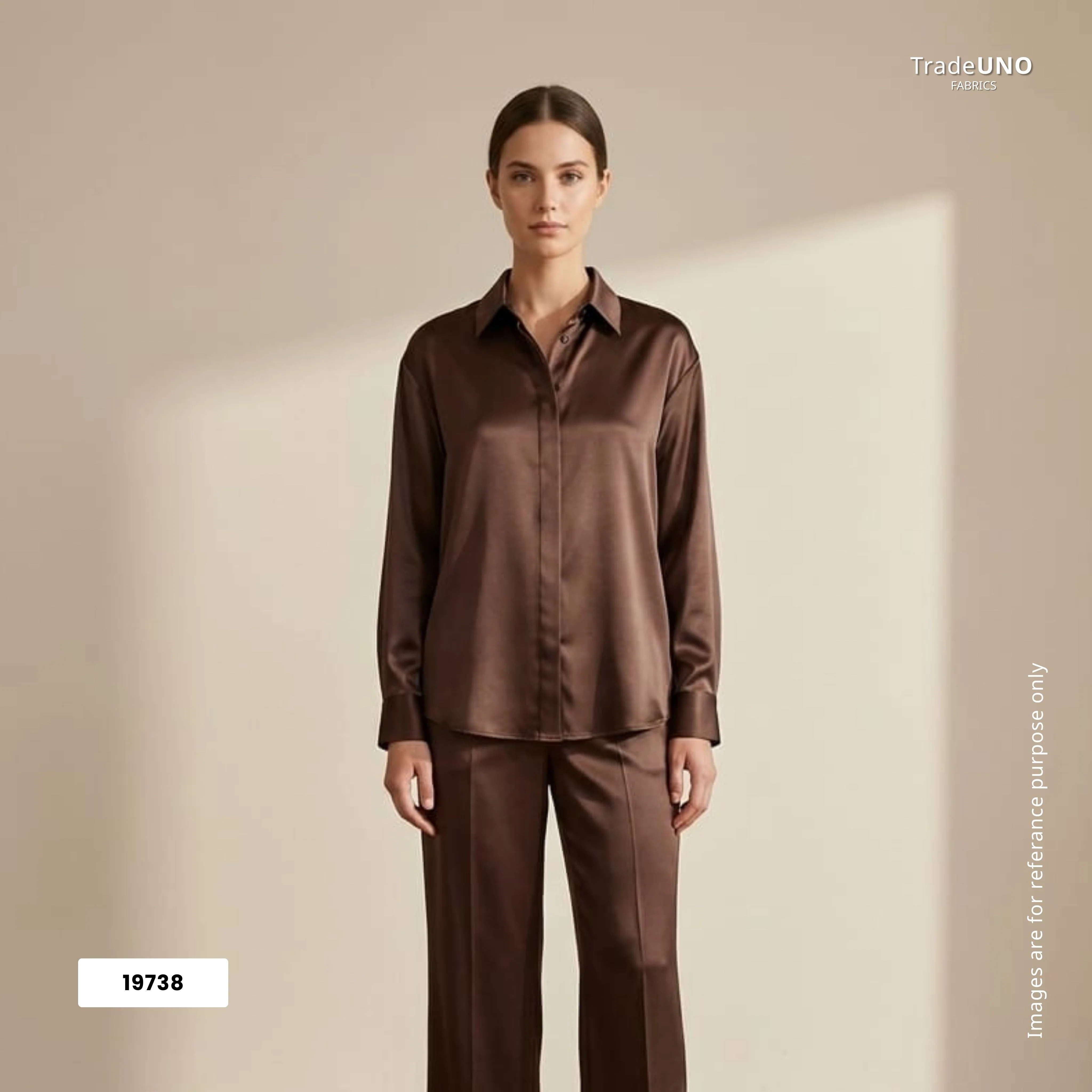 Brown Solid Natural Crepe Fabric 19738 - Image 4