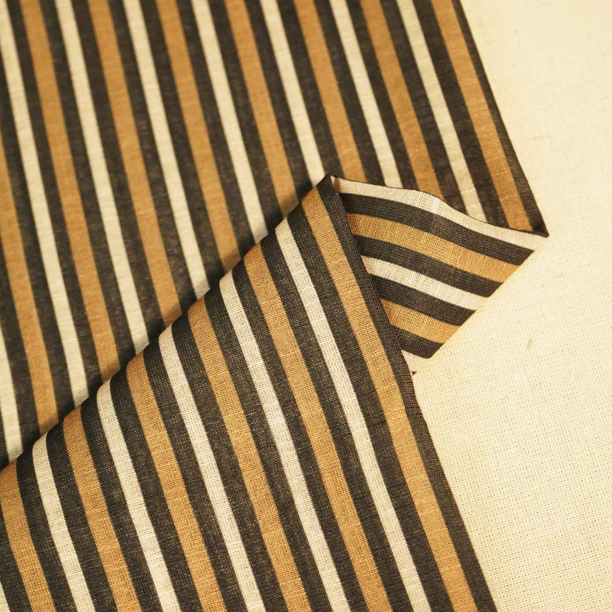 Brown Stripes Print Linen Fabric MTF-25894 - Image 2