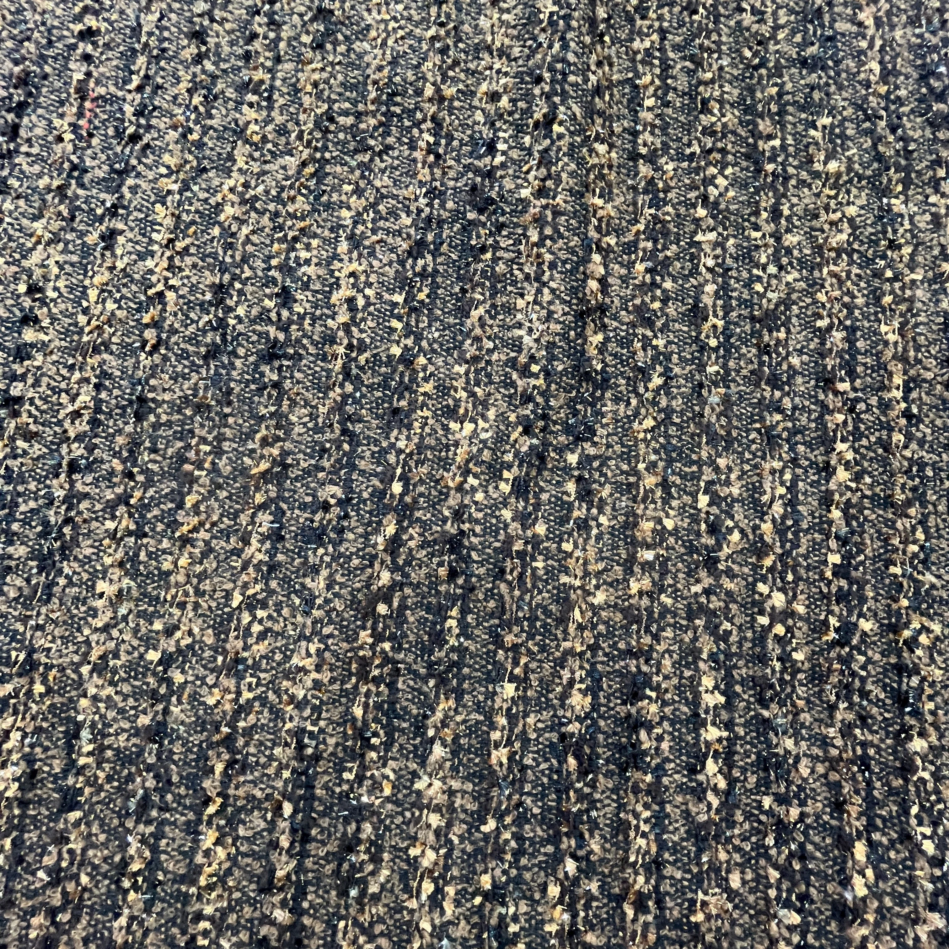 Brown Stripes Print Tweed Shimmer fabric 22439 - Image 4