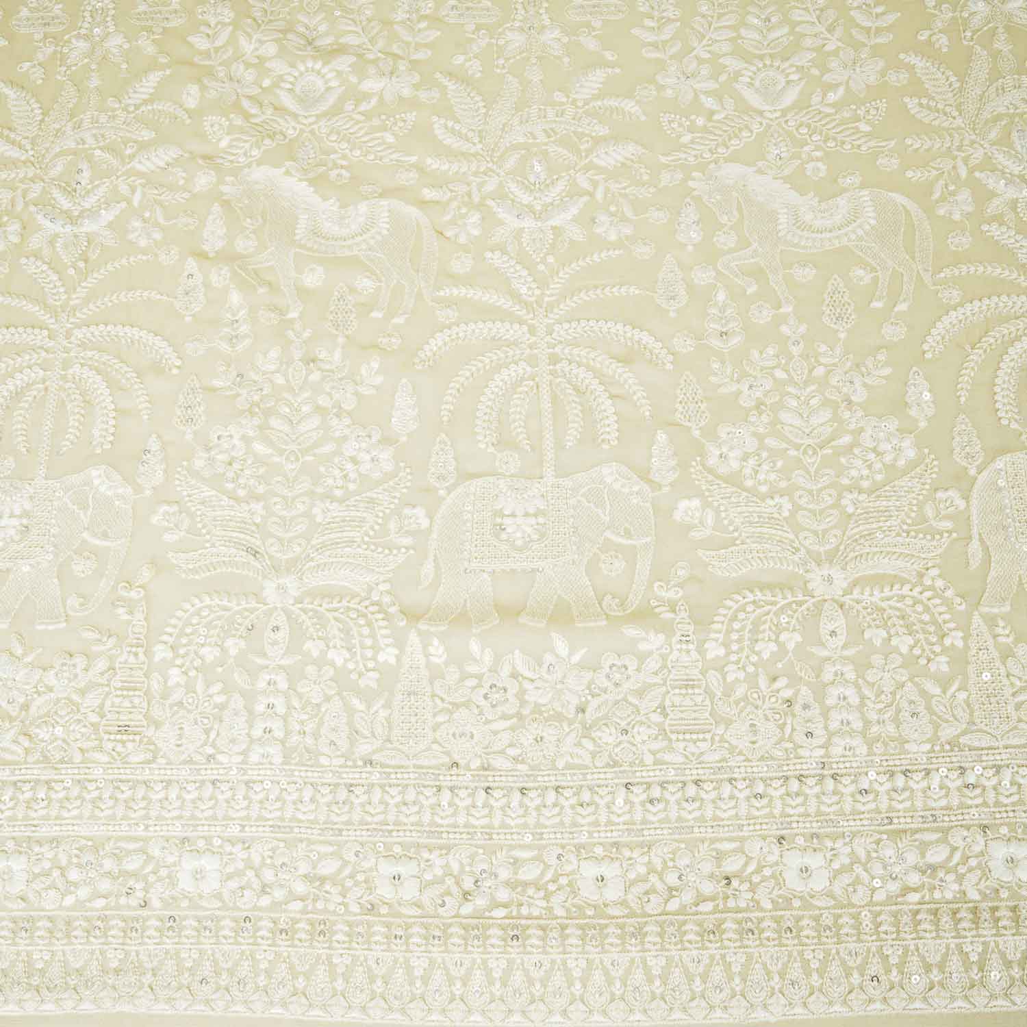 Butter Yellow Chikankari Georgette Fabric DR-28080 - Image 4