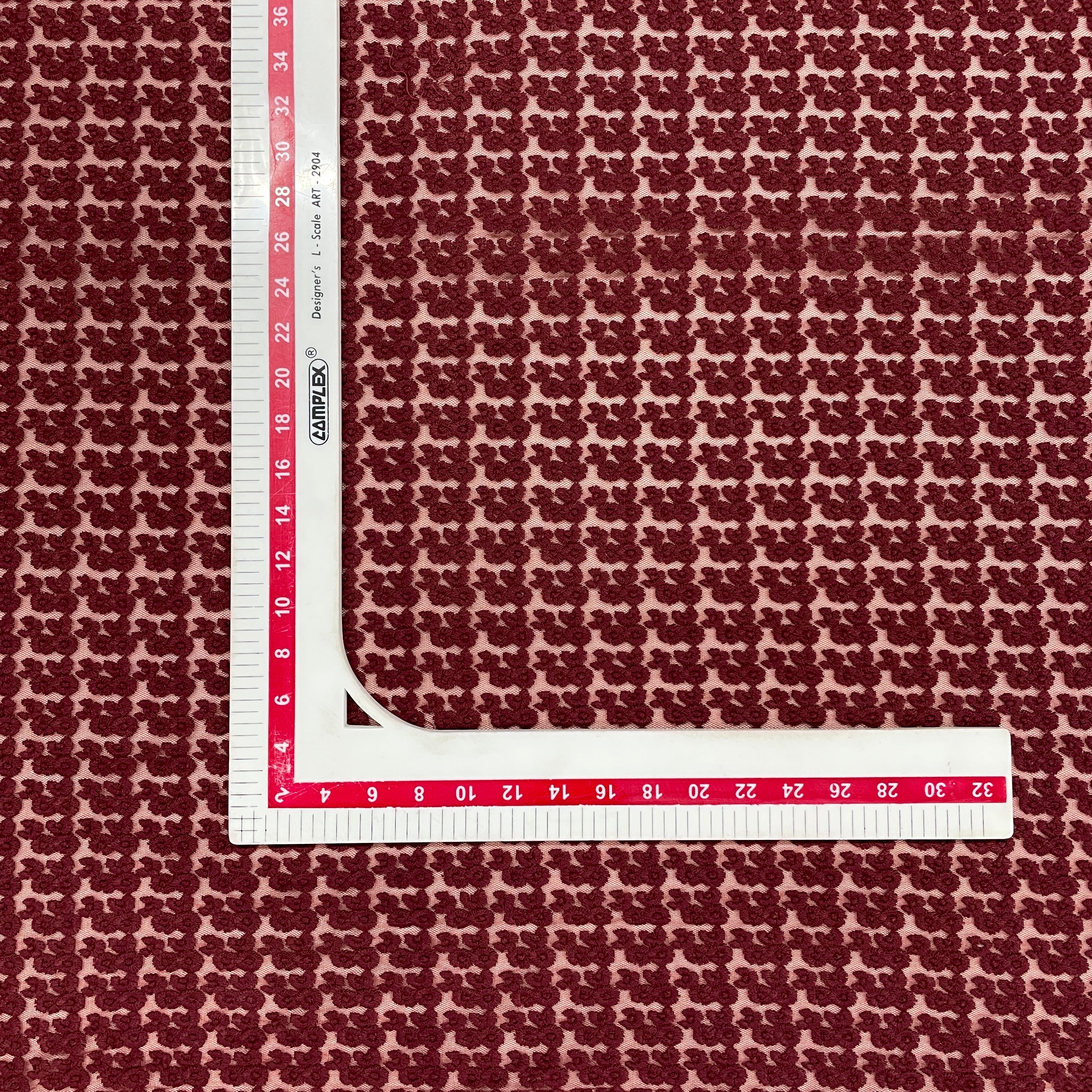 Cinnamon Brown Floral Print Crochet Fabric - Image 3