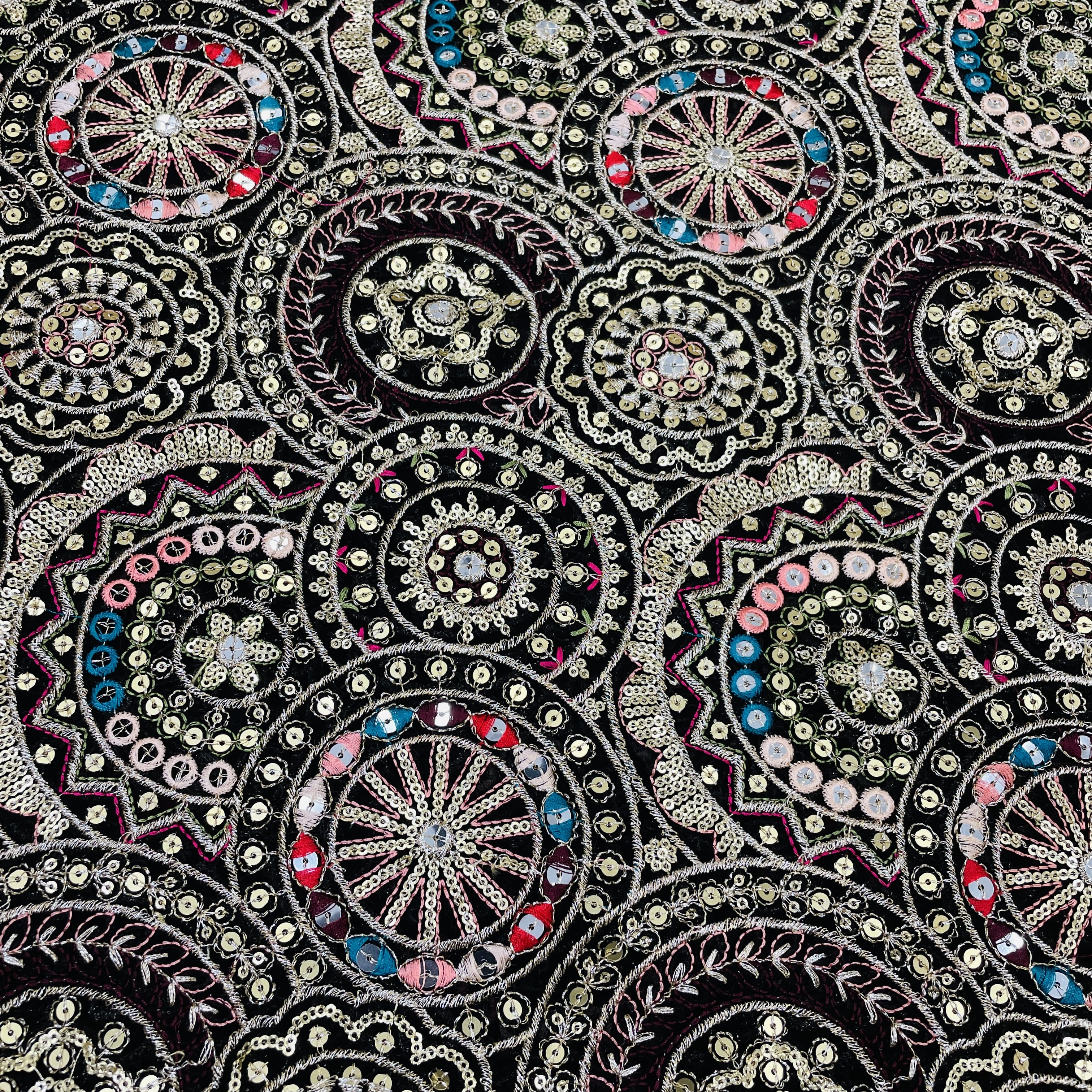 Classic Black Zari Sequins Embroidery Georgette Fabric 14861 - Image 2