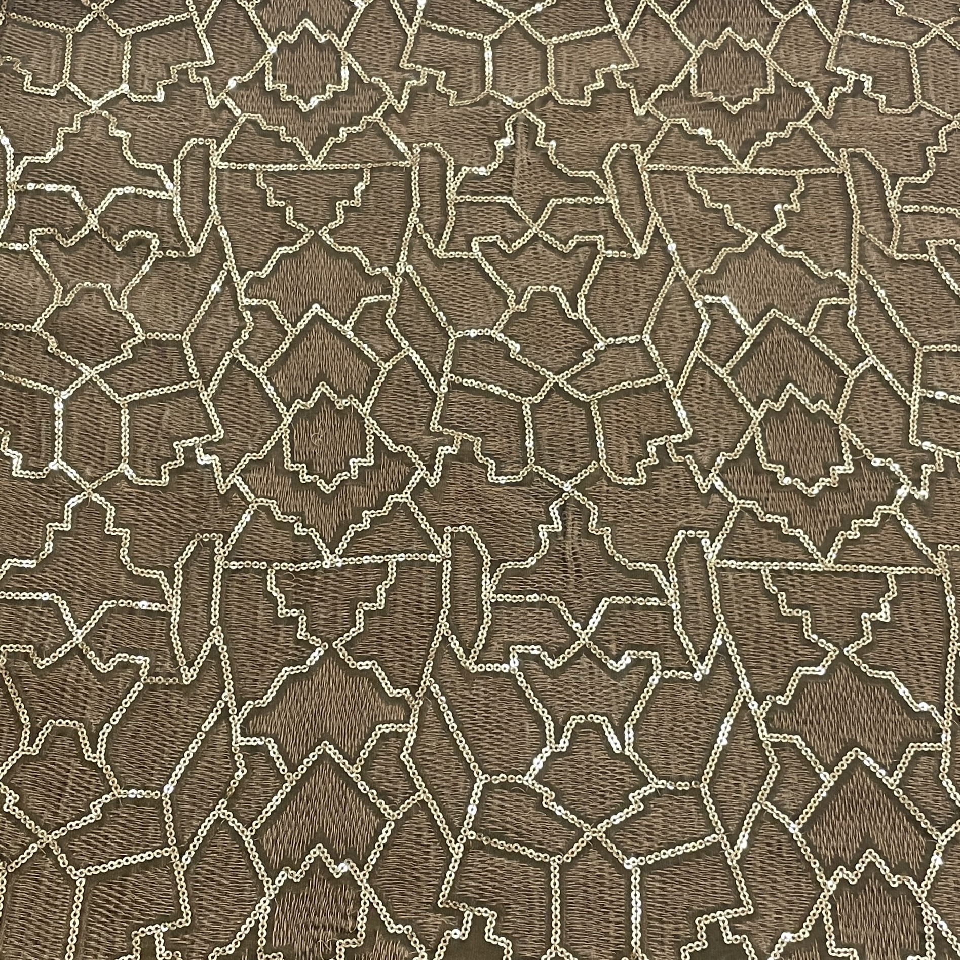 Classic Khaki Green Abstract Sequins Embroidery Velvet Fabric JD-14458 - Image 2