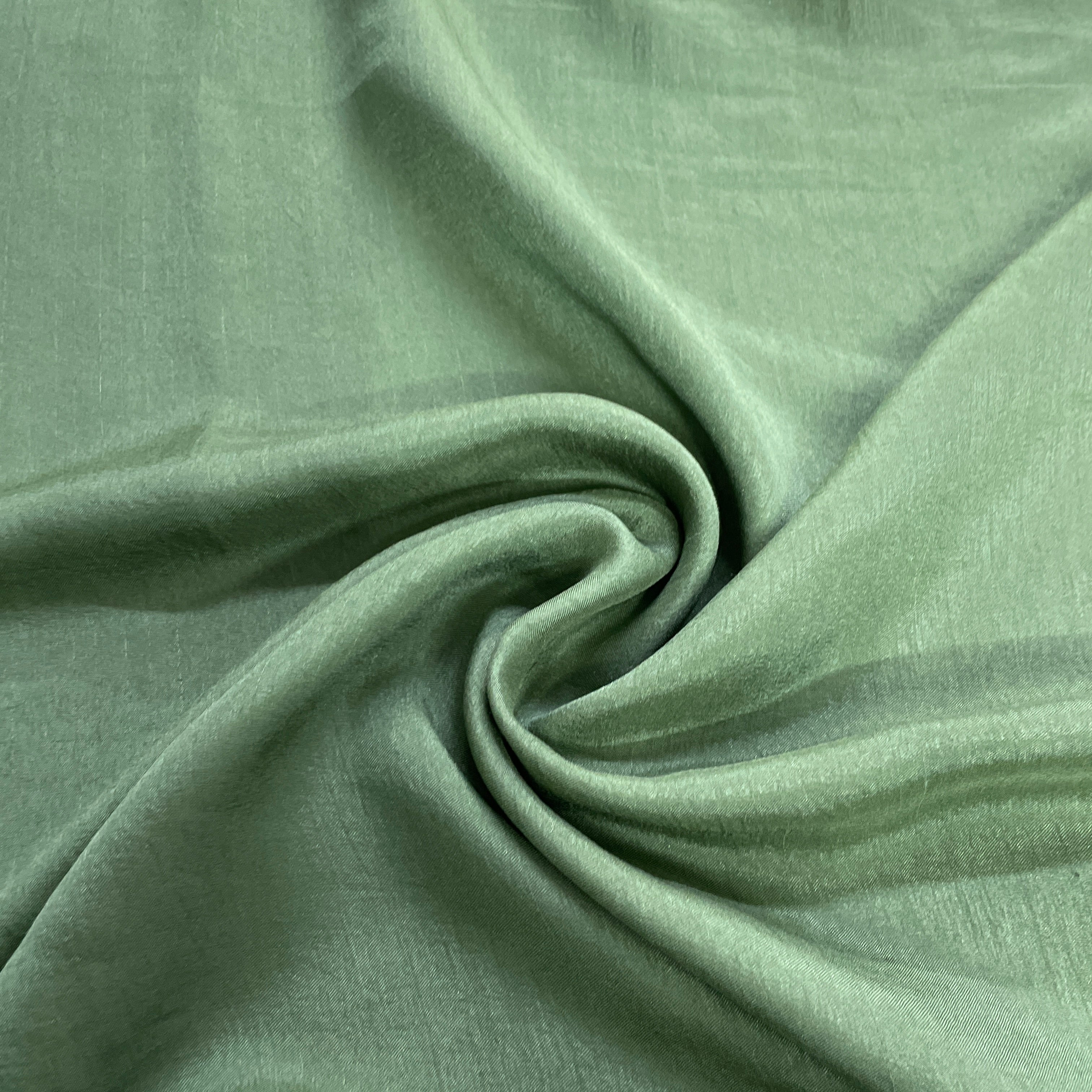 Classic Olive Green Solid Bemberg Silk Fabric