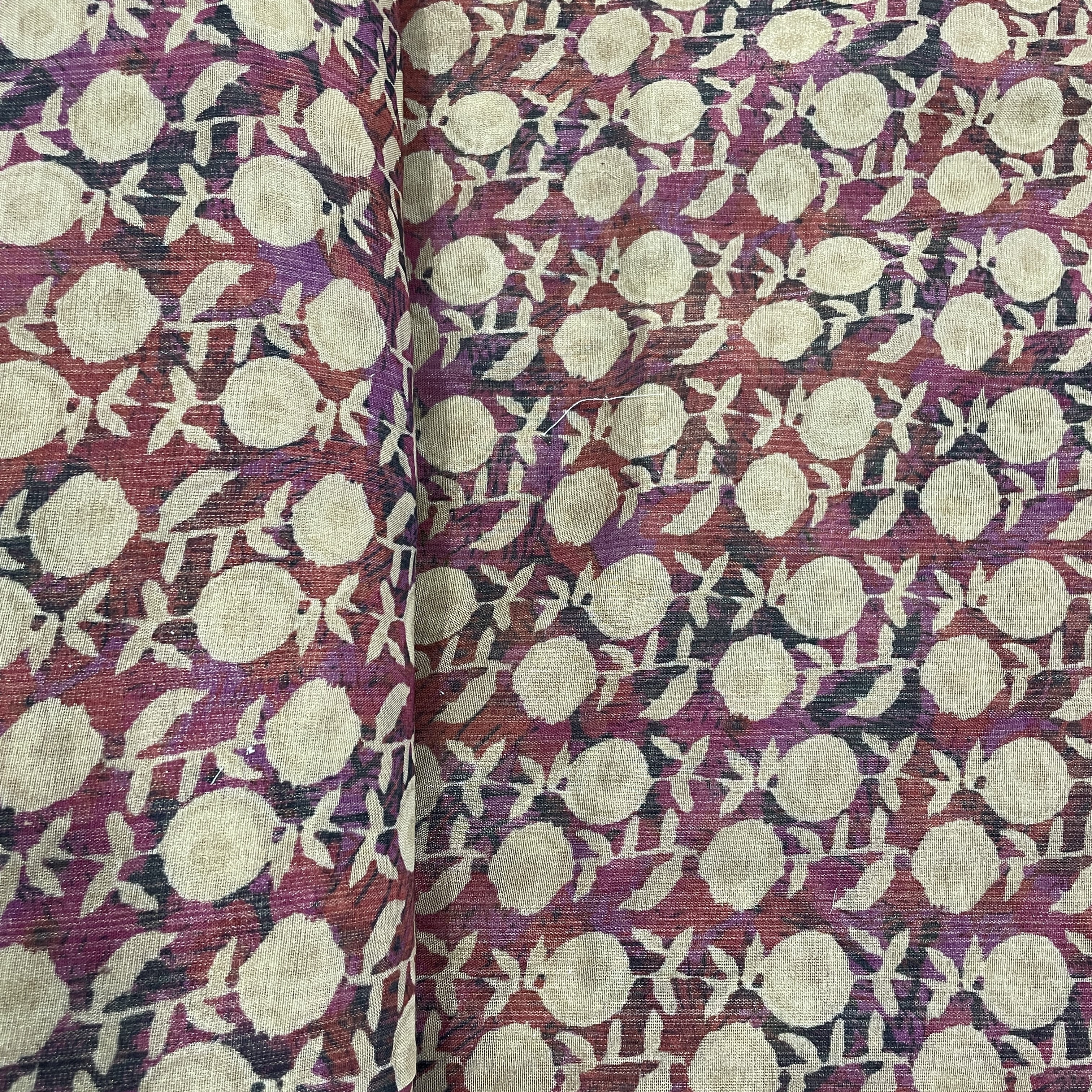 Classic Pink Cream Floral Print Zari Organza Fabric - Image 3