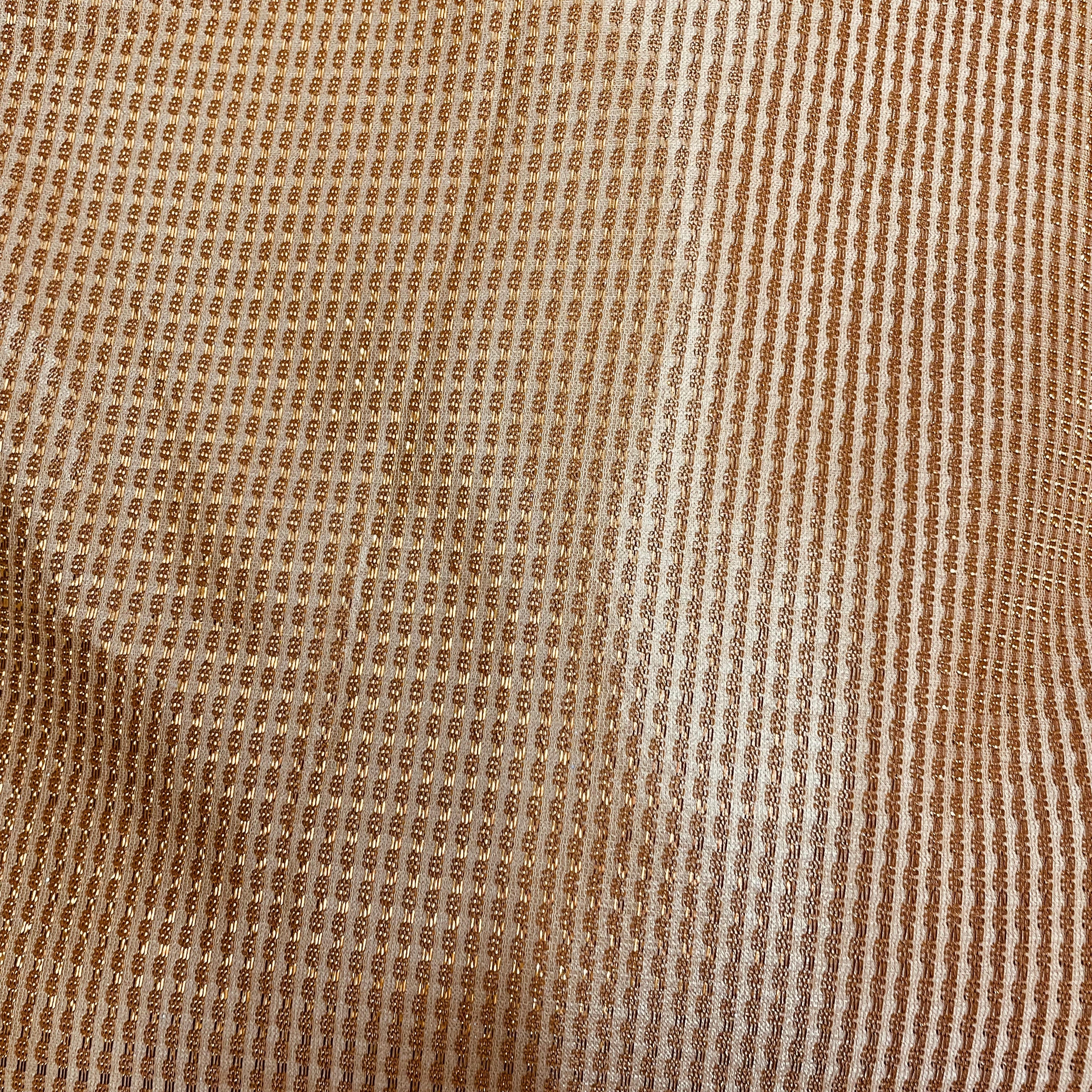Copper With Gold Stripes Shimmer Imported Knit Fabric - Image 2