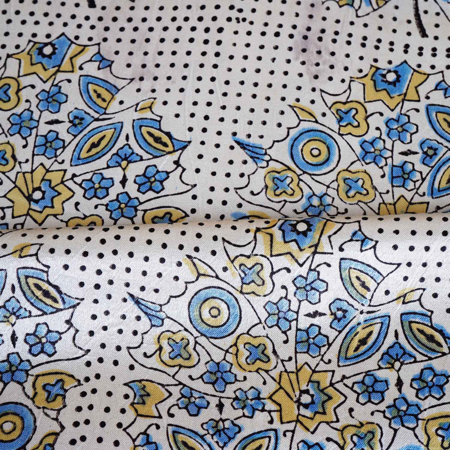 Cream Ajrakh Print Mashru Silk Fabric EEG-28663 - Image 3