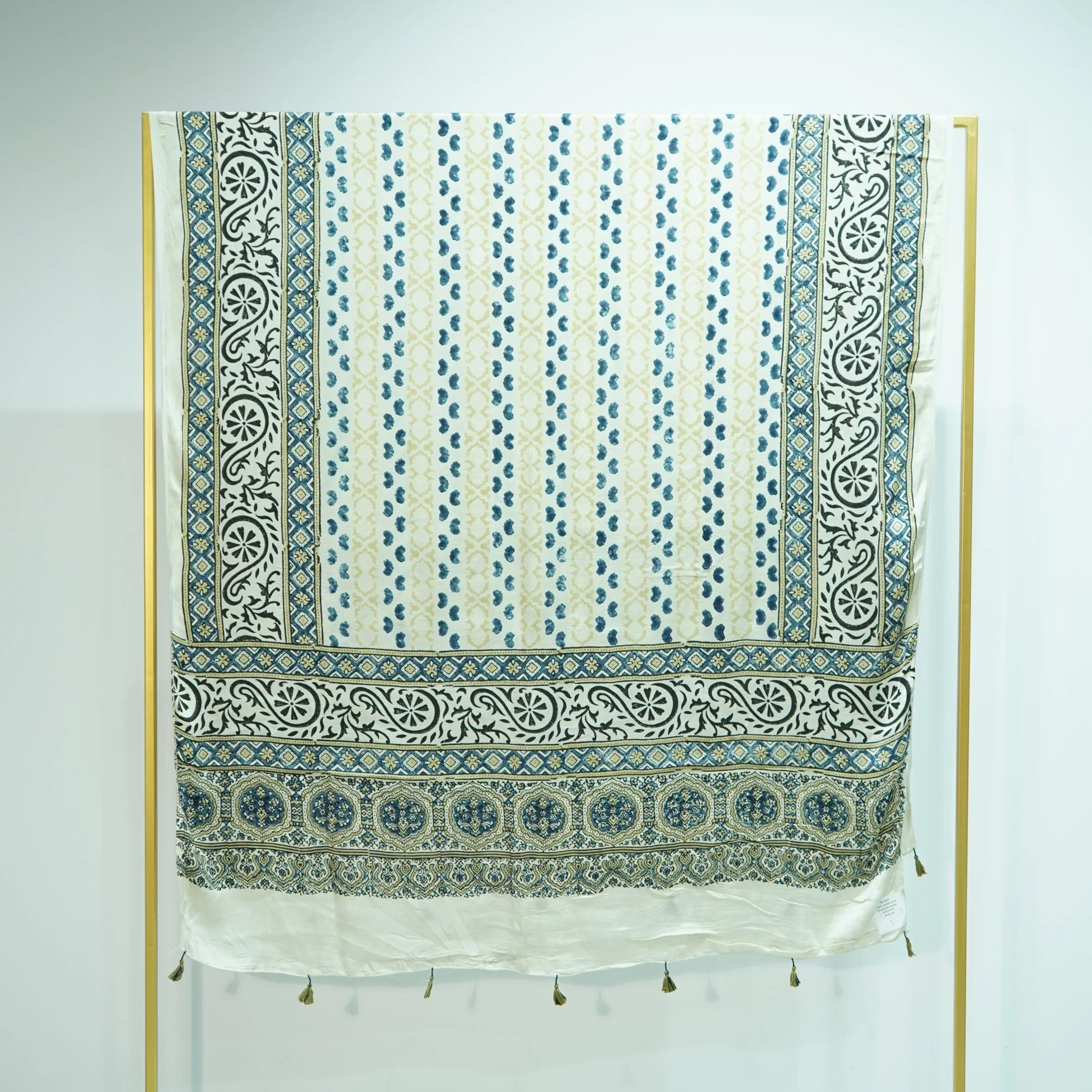 Cream Ajrakh print Modal Silk Kaftan EEG-31607 - Image 3