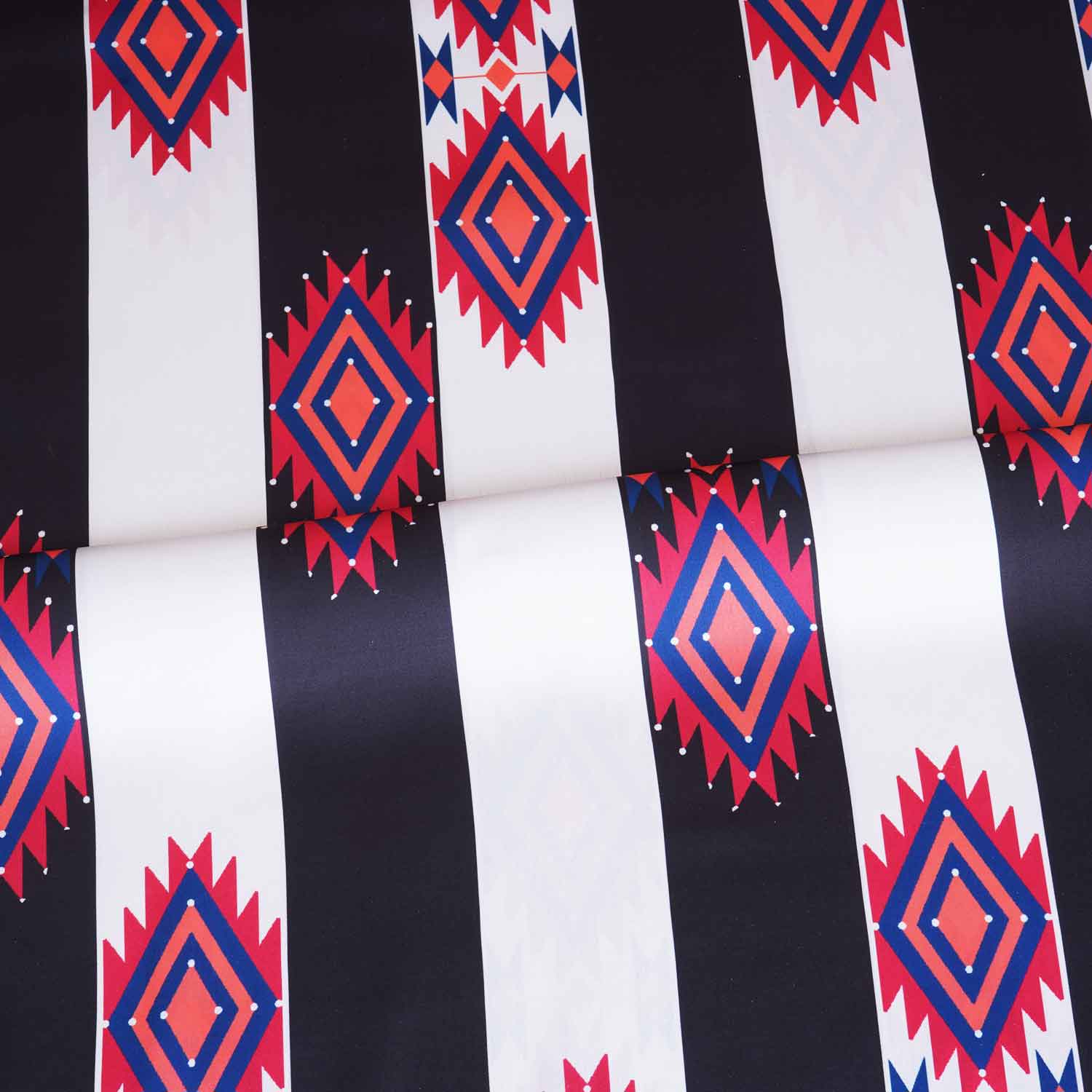 Cream & Black Stirps Print Japan Satin Fabric MF-28579 - Image 3