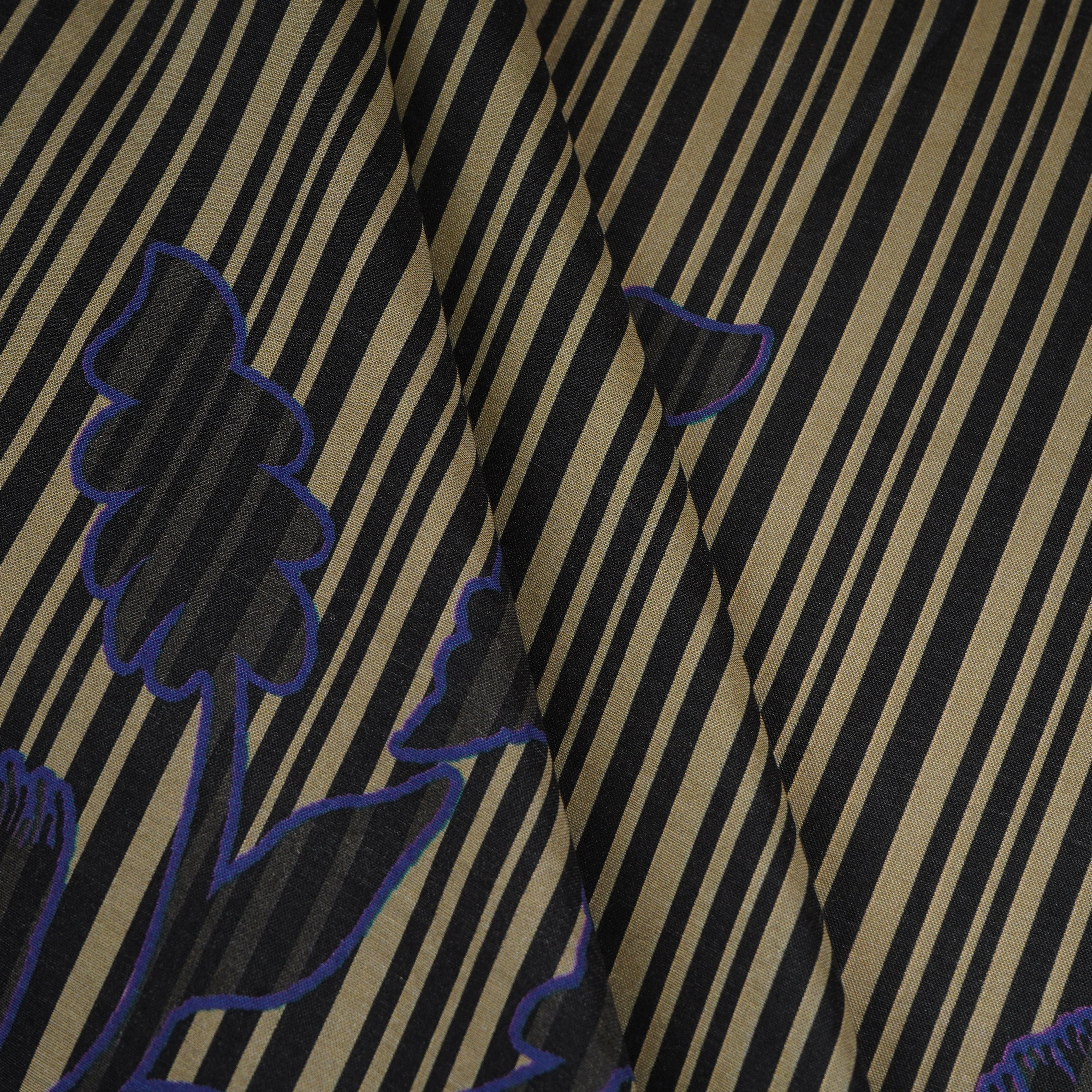 Cream & Black Floral Print Muslin Fabric MF-30198 - Image 4